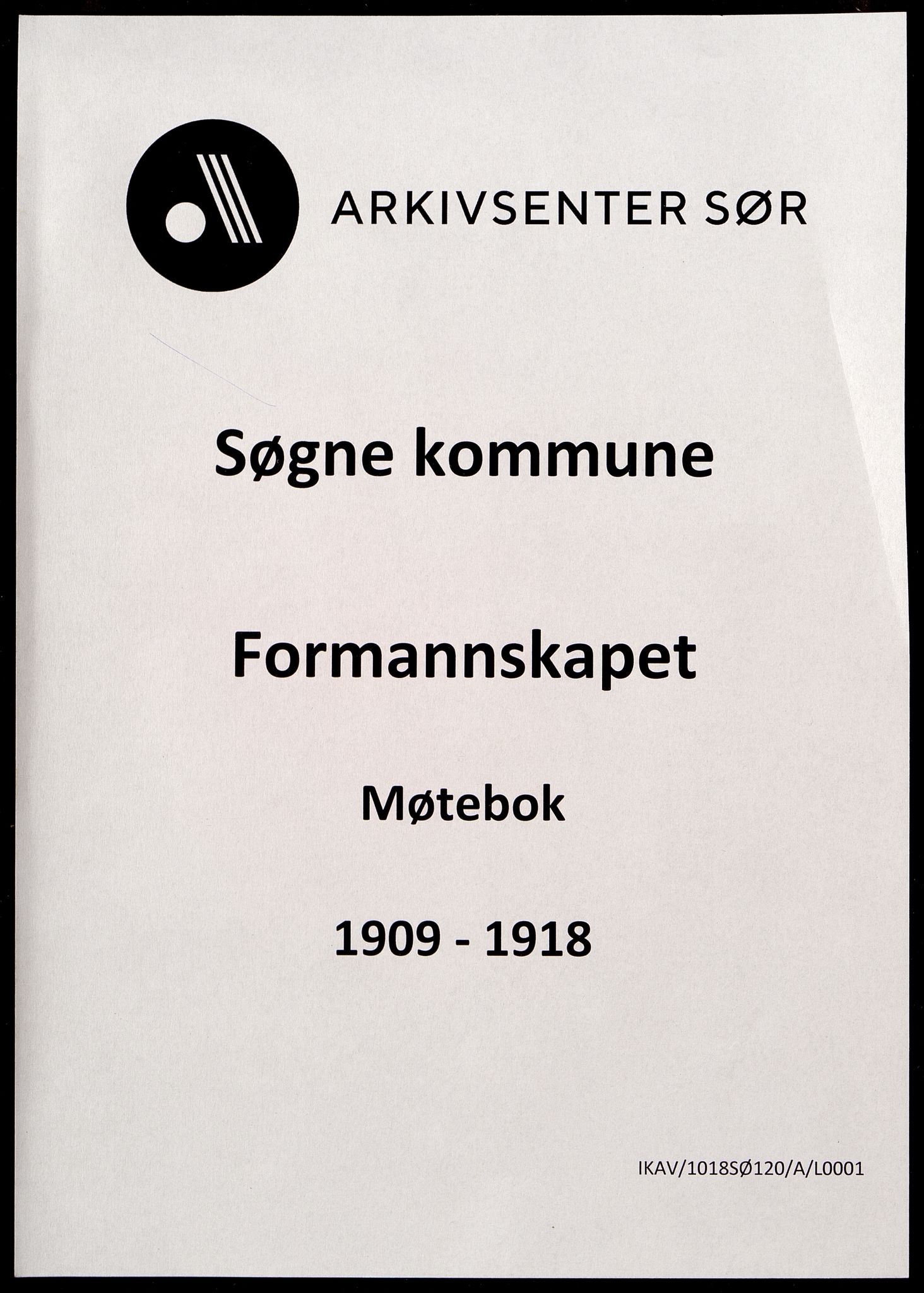 Søgne kommune - Sentraladministrasjonen/Formannskapet (Rådmannen), ARKSOR/1018SØ120/A/L0001: Møtebok, 1909-1918