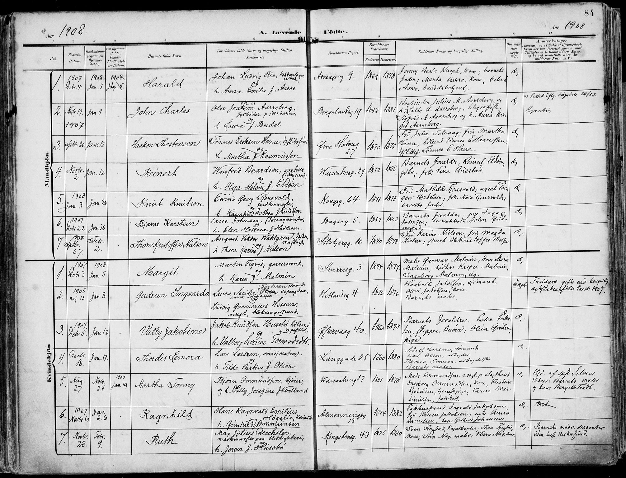 St. Petri sokneprestkontor, AV/SAST-A-101813/002/A/L0005: Ministerialbok nr. A 23, 1902-1918, s. 84