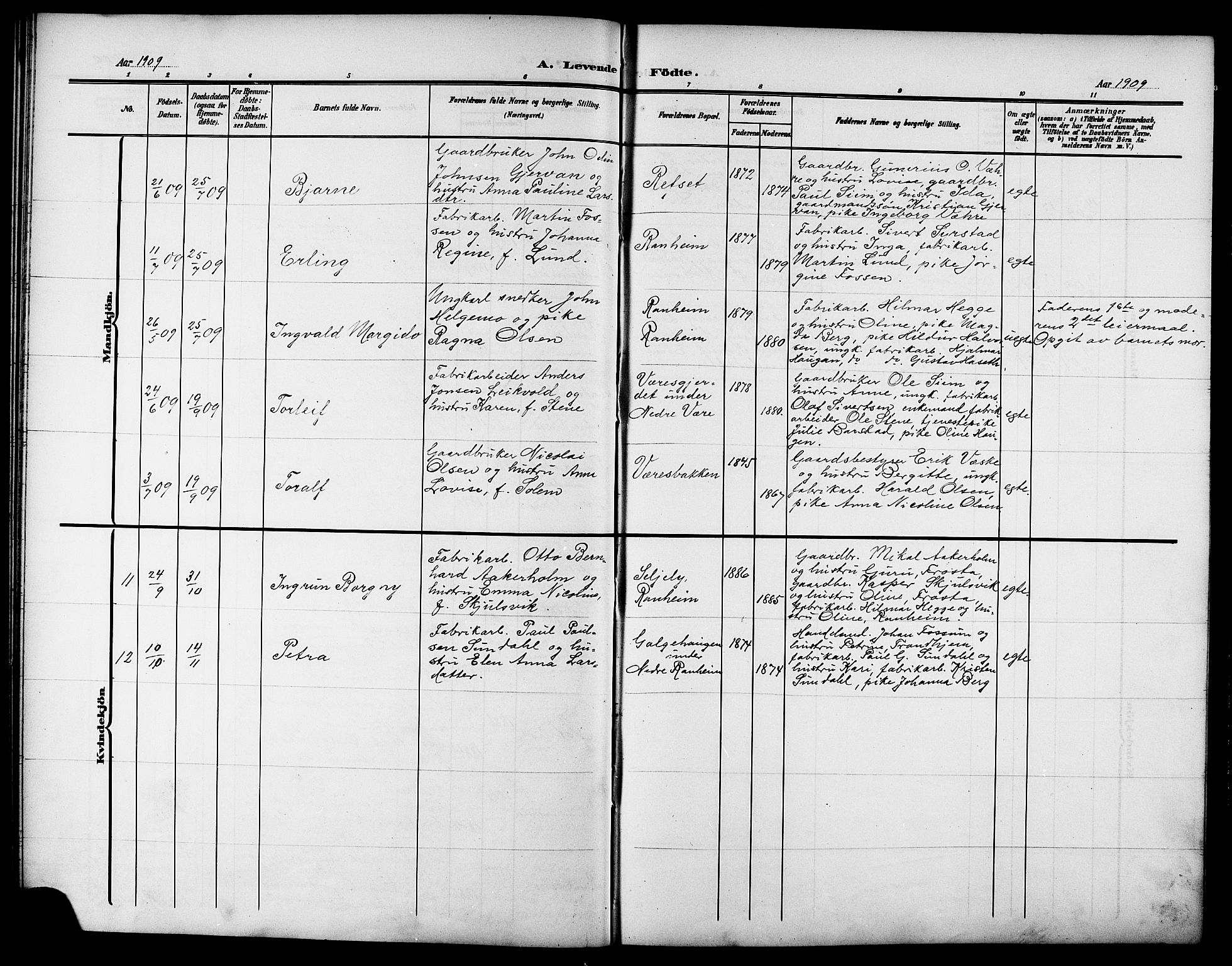 Ministerialprotokoller, klokkerbøker og fødselsregistre - Sør-Trøndelag, AV/SAT-A-1456/615/L0400: Klokkerbok nr. 615C01, 1905-1921