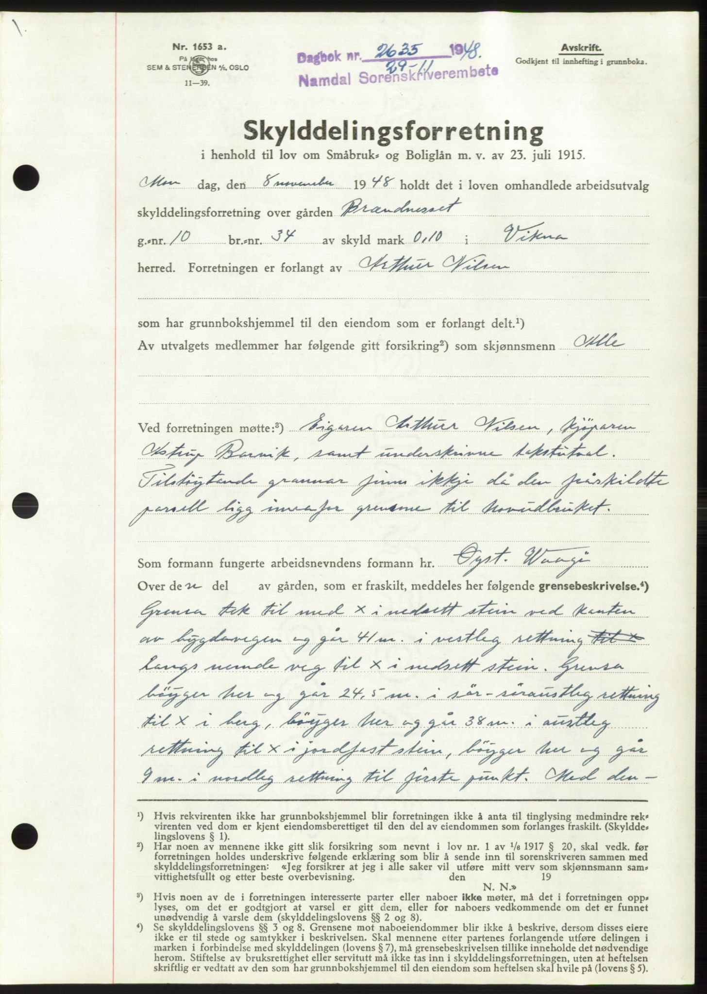Namdal sorenskriveri, SAT/A-4133/1/2/2C: Pantebok nr. -, 1948-1948, Dagboknr: 2635/1948