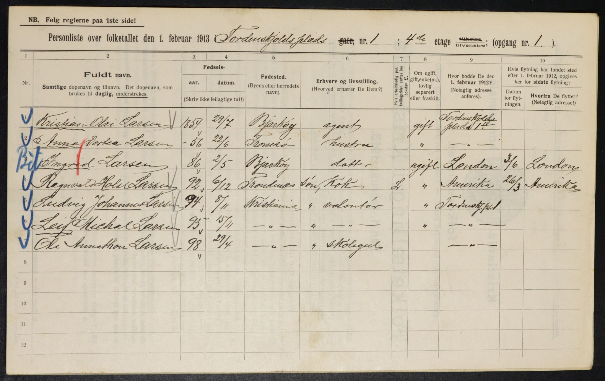 OBA, Kommunal folketelling 1.2.1913 for Kristiania, 1913, s. 113825