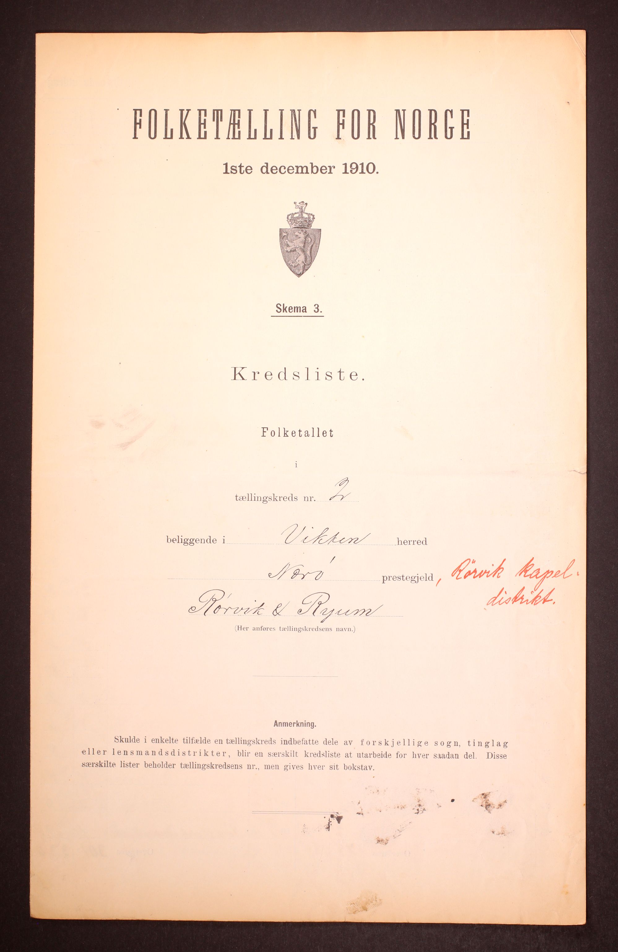 RA, Folketelling 1910 for 1750 Vikna herred, 1910, s. 7