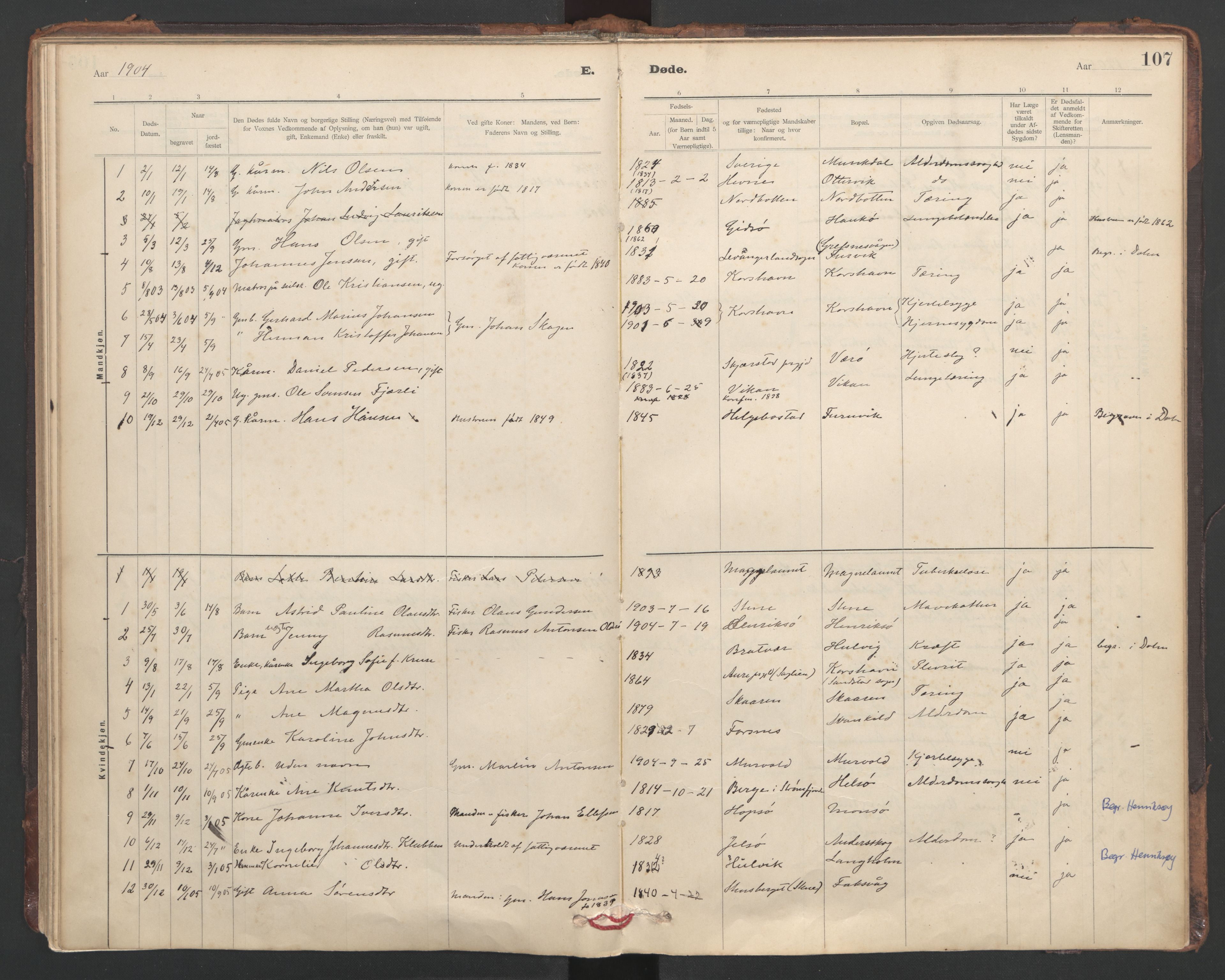 Ministerialprotokoller, klokkerbøker og fødselsregistre - Sør-Trøndelag, AV/SAT-A-1456/635/L0552: Ministerialbok nr. 635A02, 1899-1919, s. 107