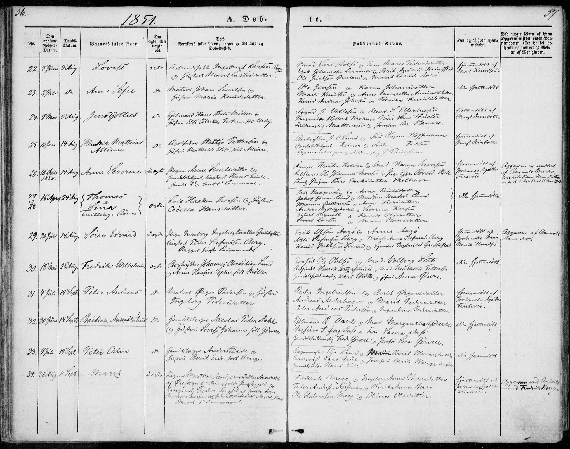 Ministerialprotokoller, klokkerbøker og fødselsregistre - Møre og Romsdal, AV/SAT-A-1454/558/L0689: Ministerialbok nr. 558A03, 1843-1872, s. 56-57