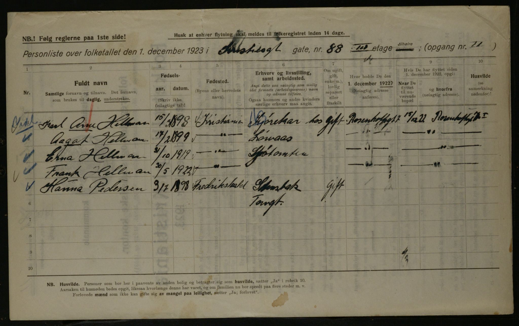 OBA, Kommunal folketelling 1.12.1923 for Kristiania, 1923, s. 14405