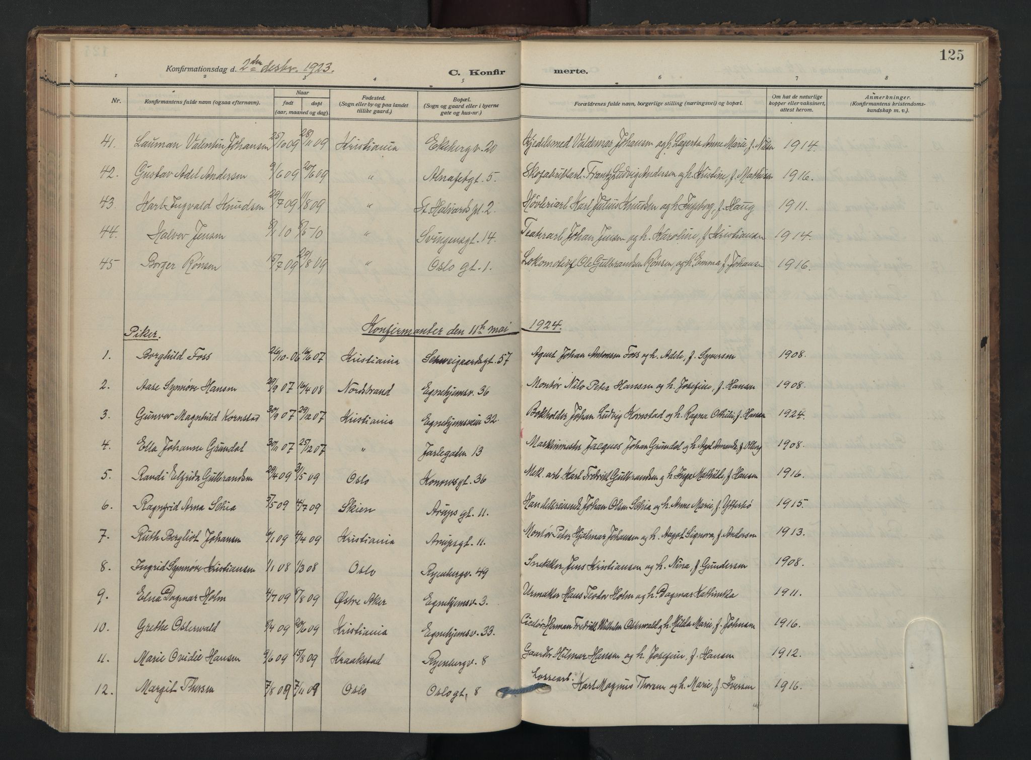 Gamlebyen prestekontor Kirkebøker, AV/SAO-A-10884/F/Fa/L0012: Ministerialbok nr. 12, 1908-1941, s. 125