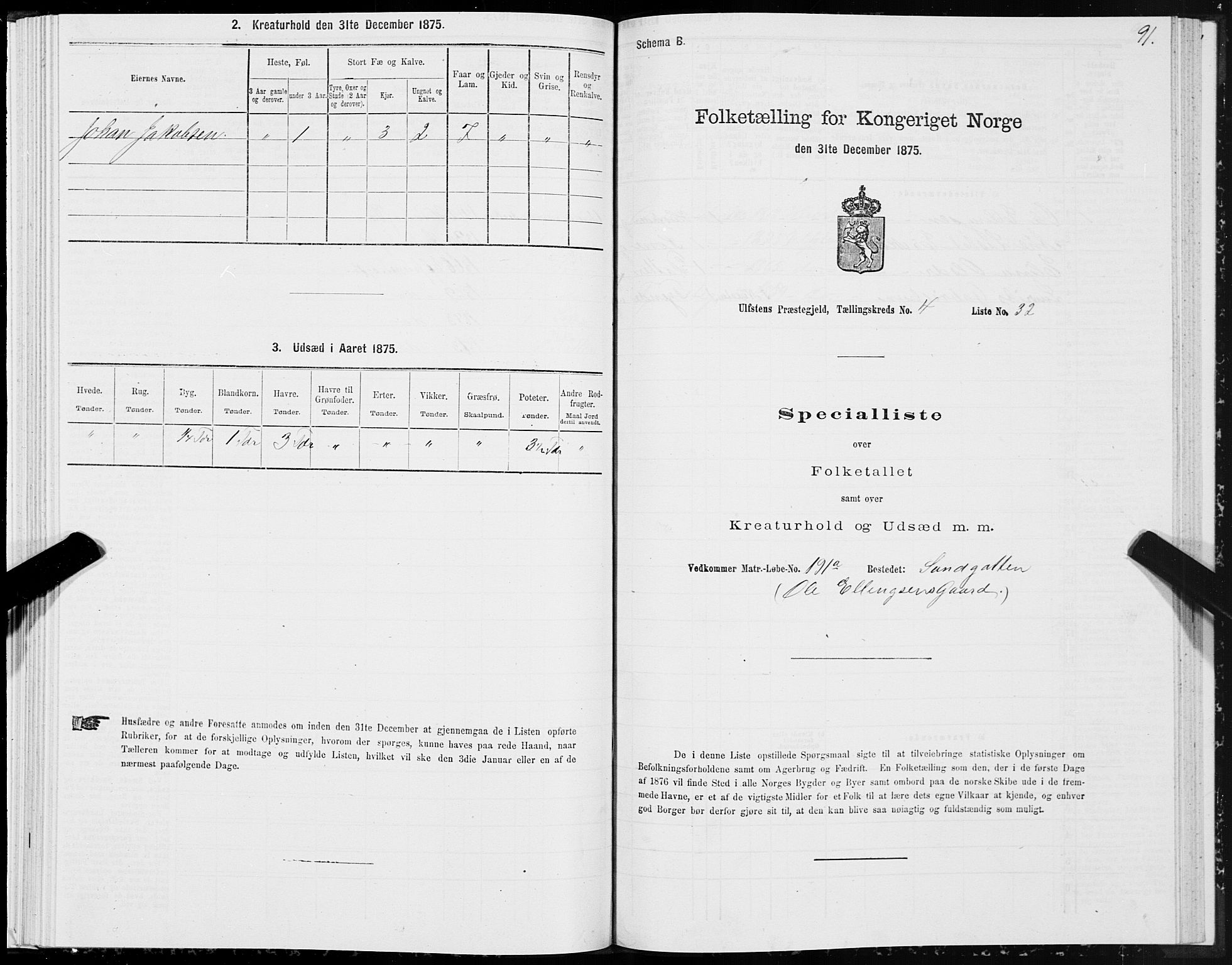 SAT, Folketelling 1875 for 1516P Ulstein prestegjeld, 1875, s. 2091