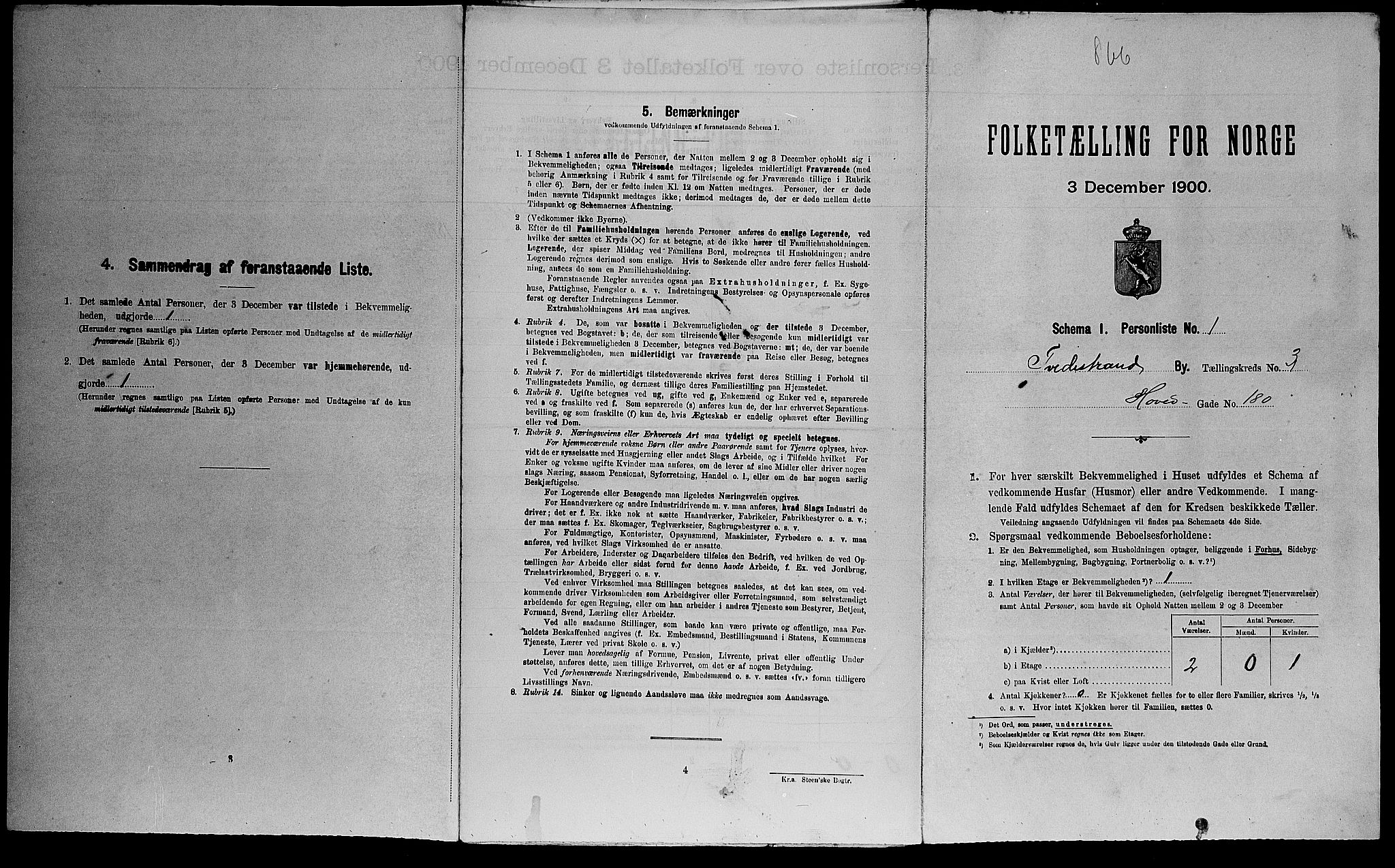 SAK, Folketelling 1900 for 0902 Tvedestrand ladested, 1900, s. 1115