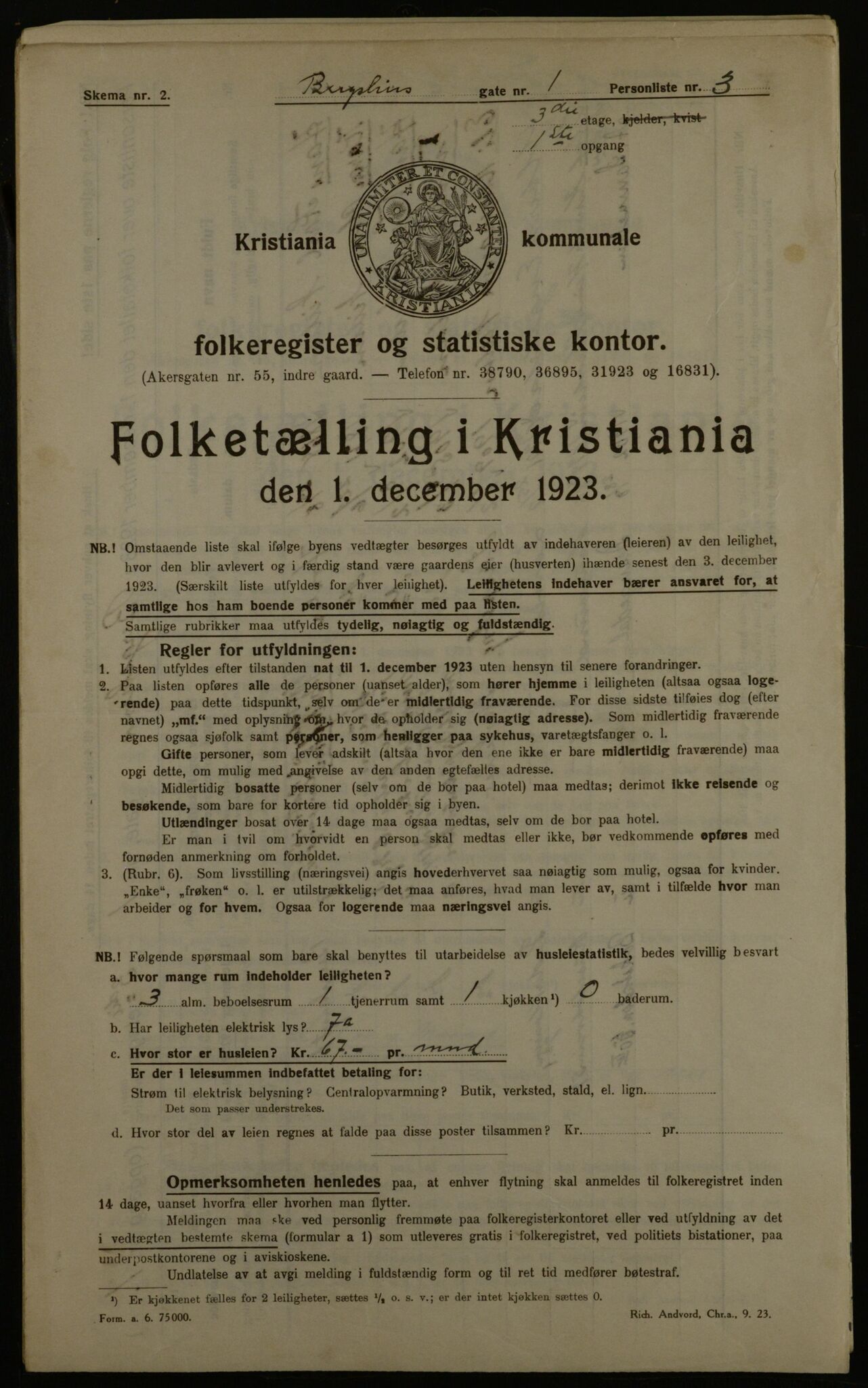 OBA, Kommunal folketelling 1.12.1923 for Kristiania, 1923, s. 4915