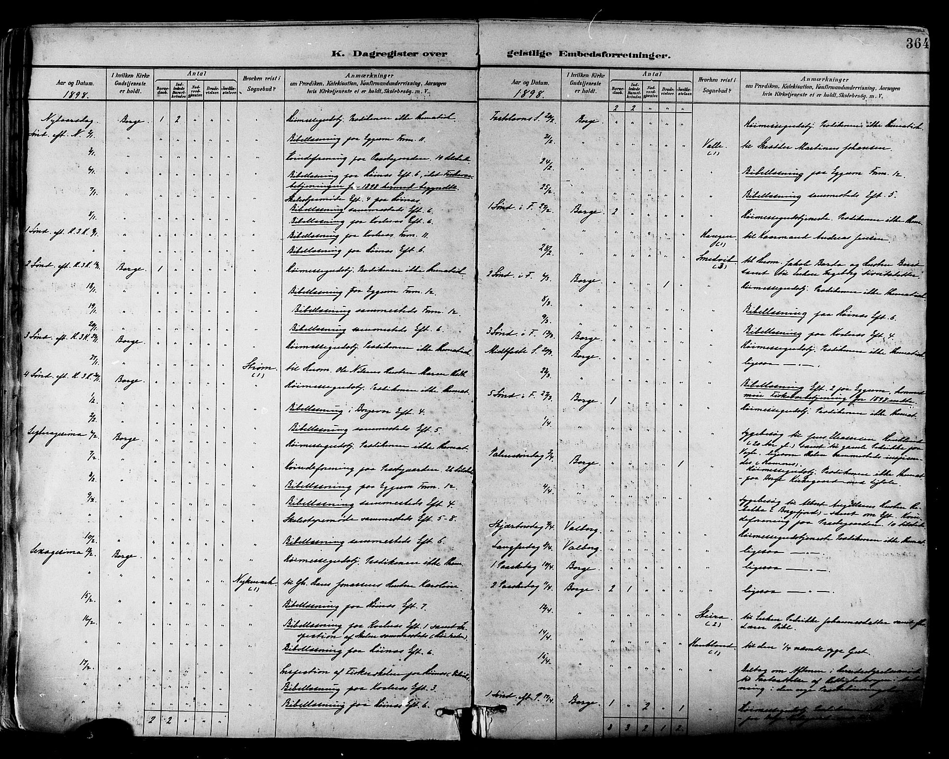 Ministerialprotokoller, klokkerbøker og fødselsregistre - Nordland, SAT/A-1459/880/L1133: Ministerialbok nr. 880A07, 1888-1898, s. 364