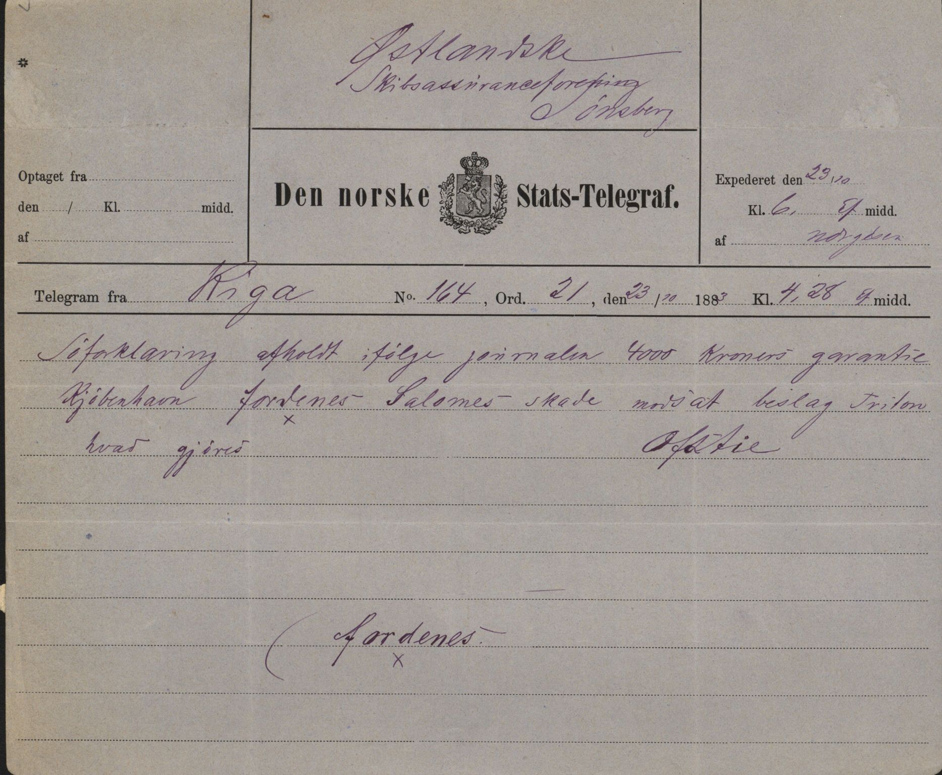 Pa 63 - Østlandske skibsassuranceforening, VEMU/A-1079/G/Ga/L0016/0003: Havaridokumenter / Triton, Bervadors Held, Anastasia, Amicitia, 1883, s. 49