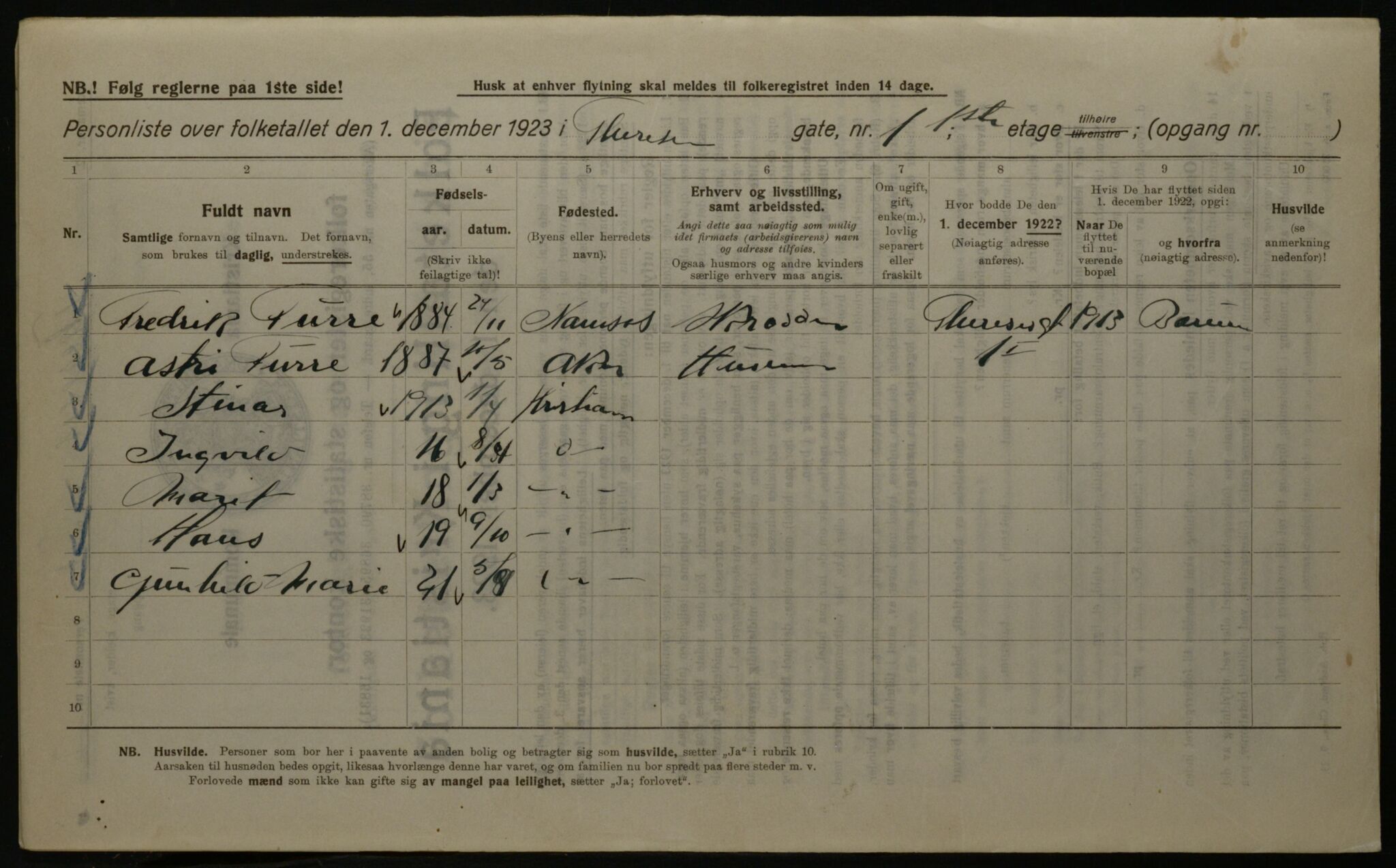 OBA, Kommunal folketelling 1.12.1923 for Kristiania, 1923, s. 118957