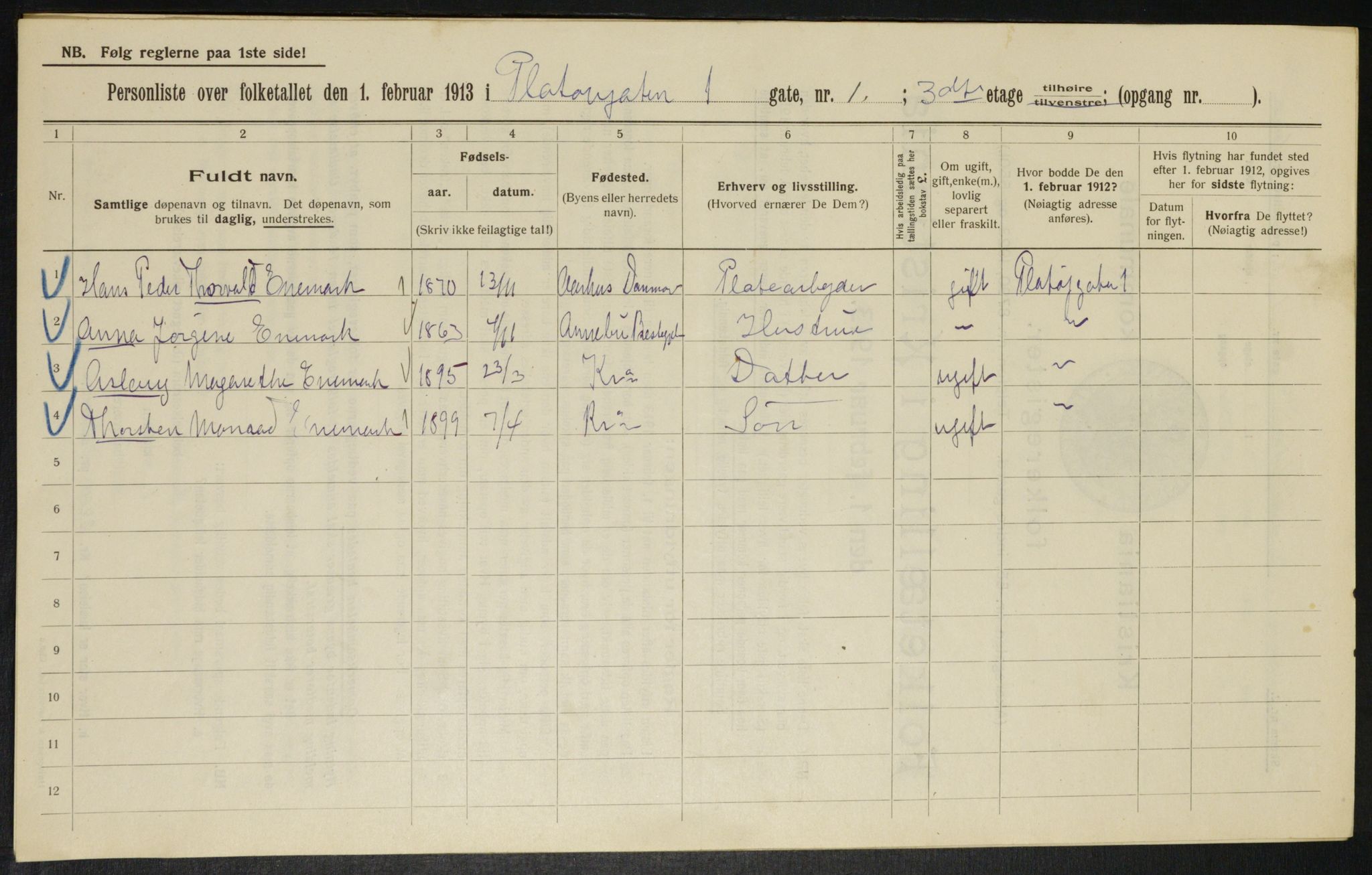 OBA, Kommunal folketelling 1.2.1913 for Kristiania, 1913, s. 80380