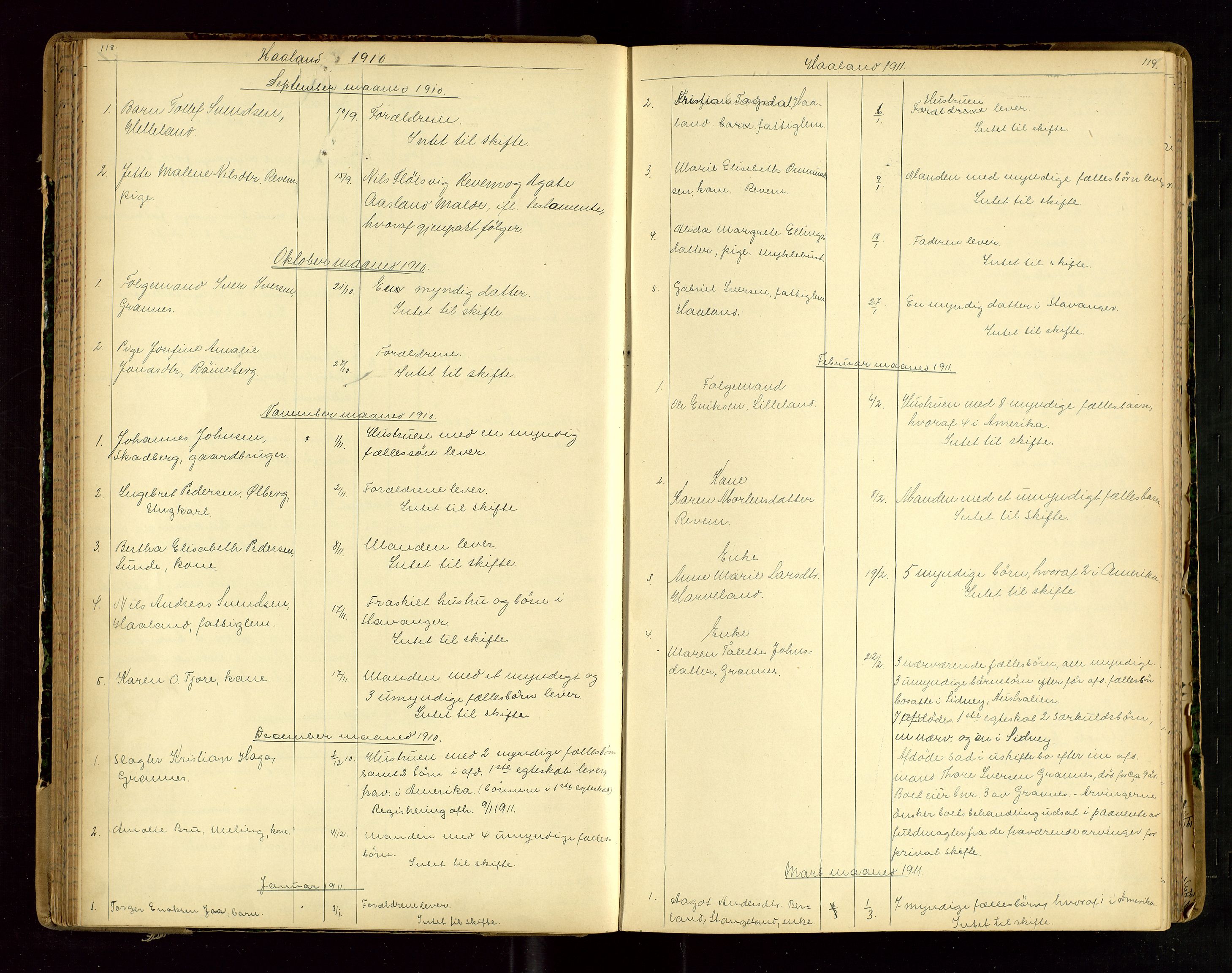 Jæren sorenskriveri, AV/SAST-A-100310/01/5/52/52B/L0003: DØDSFALLPROTOKOLL, 1910-1916, s. 118-119