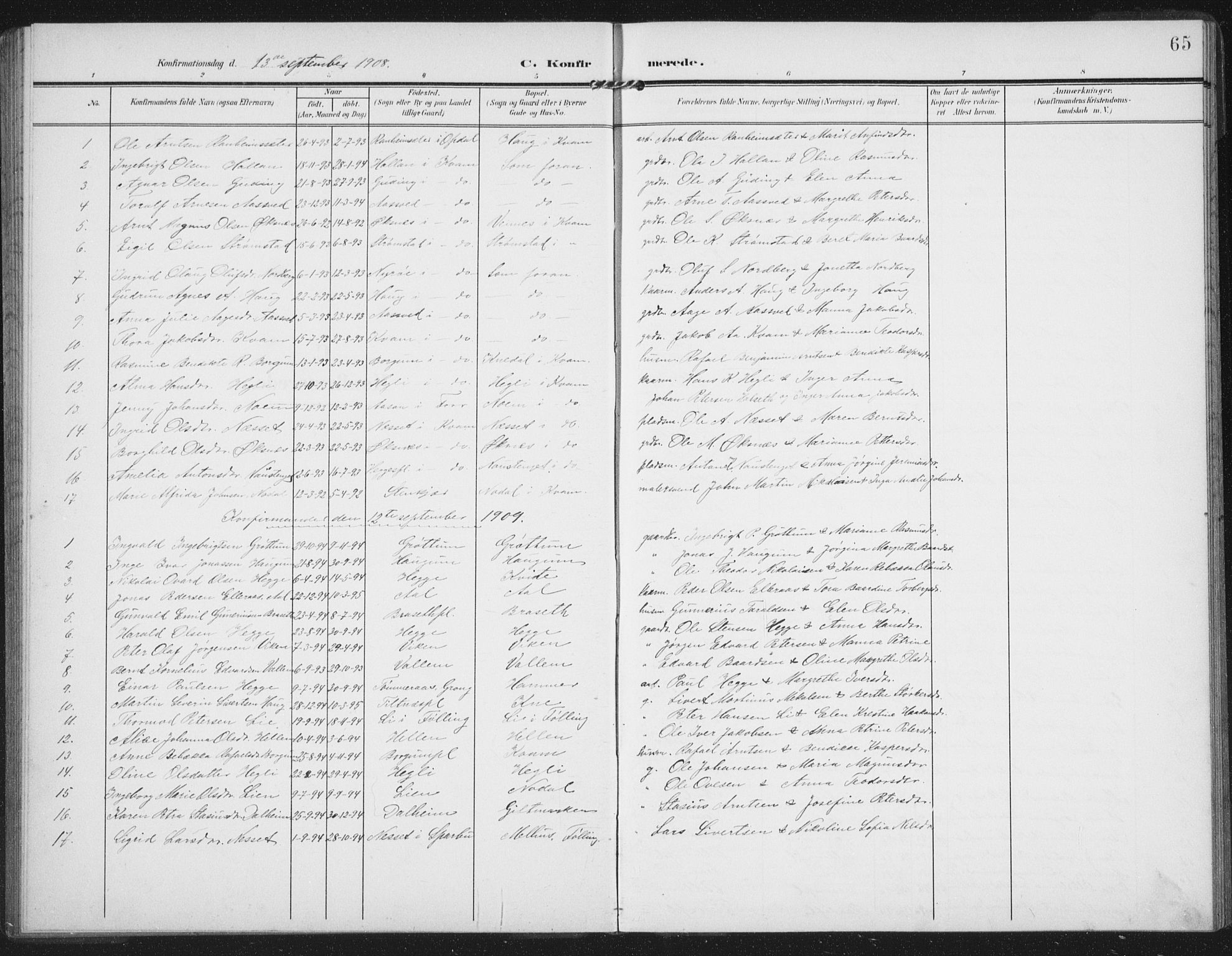 Ministerialprotokoller, klokkerbøker og fødselsregistre - Nord-Trøndelag, AV/SAT-A-1458/747/L0460: Klokkerbok nr. 747C02, 1908-1939, s. 65