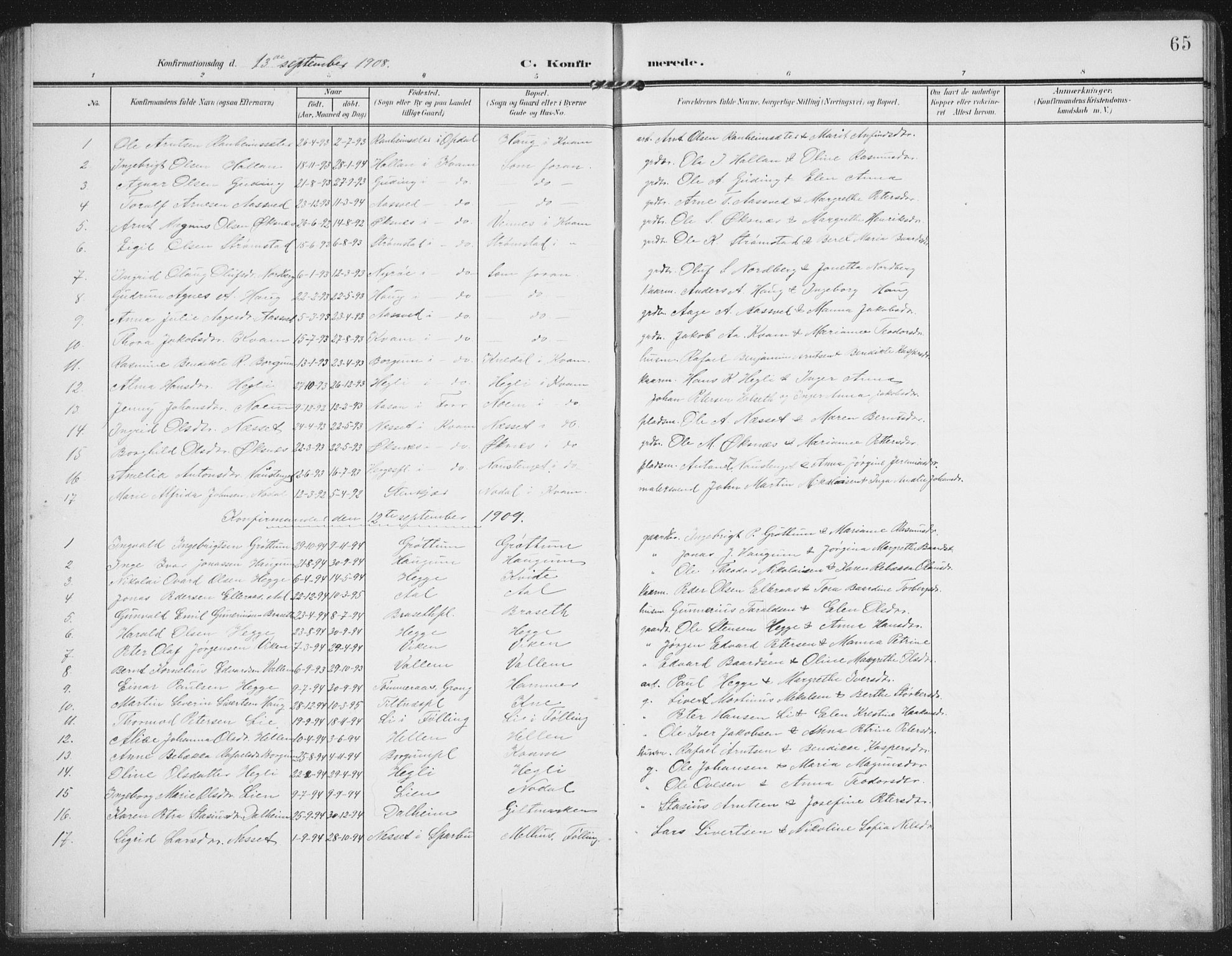 Ministerialprotokoller, klokkerbøker og fødselsregistre - Nord-Trøndelag, SAT/A-1458/747/L0460: Klokkerbok nr. 747C02, 1908-1939, s. 65