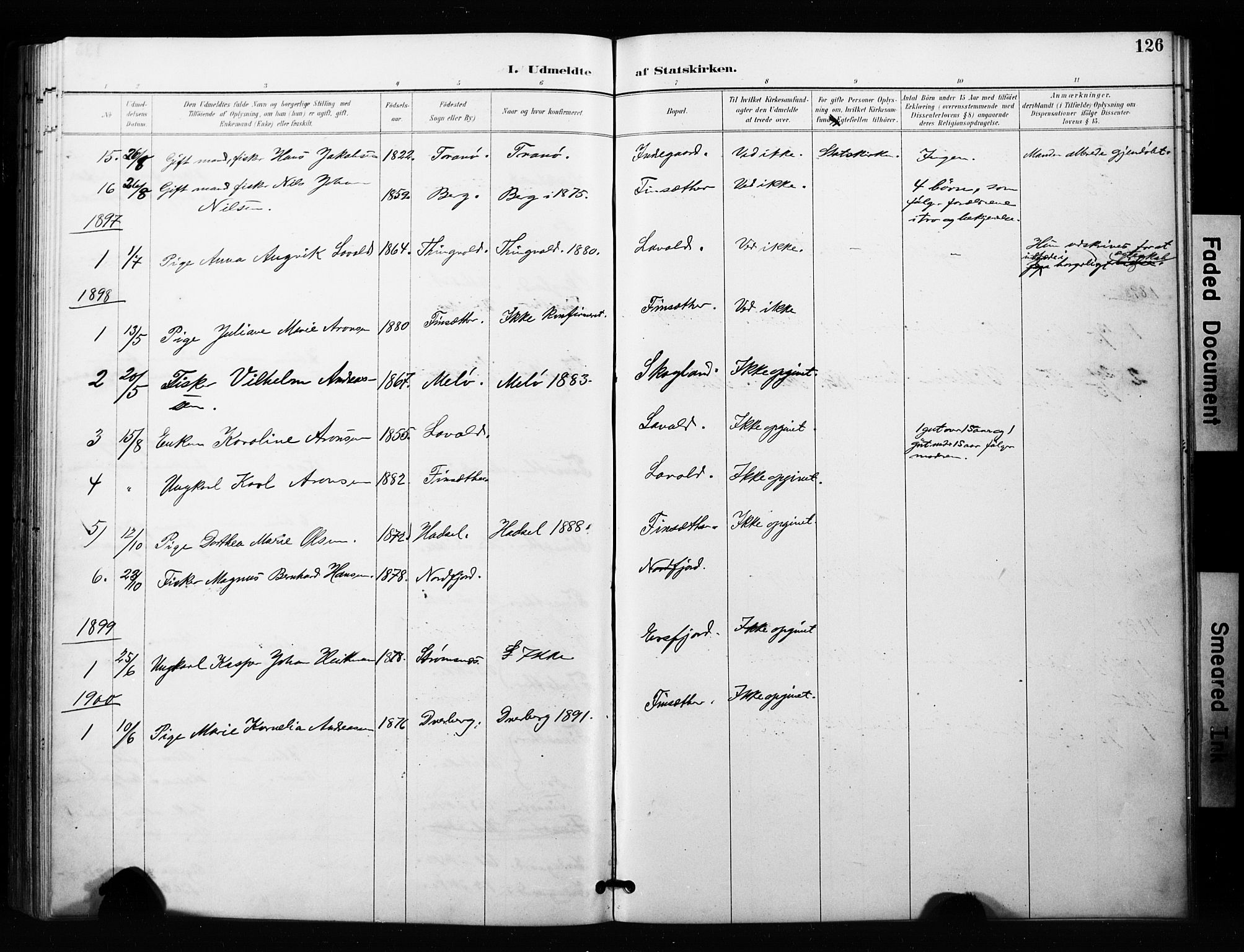 Berg sokneprestkontor, AV/SATØ-S-1318/G/Ga/Gaa/L0005kirke: Ministerialbok nr. 5, 1894-1905, s. 126