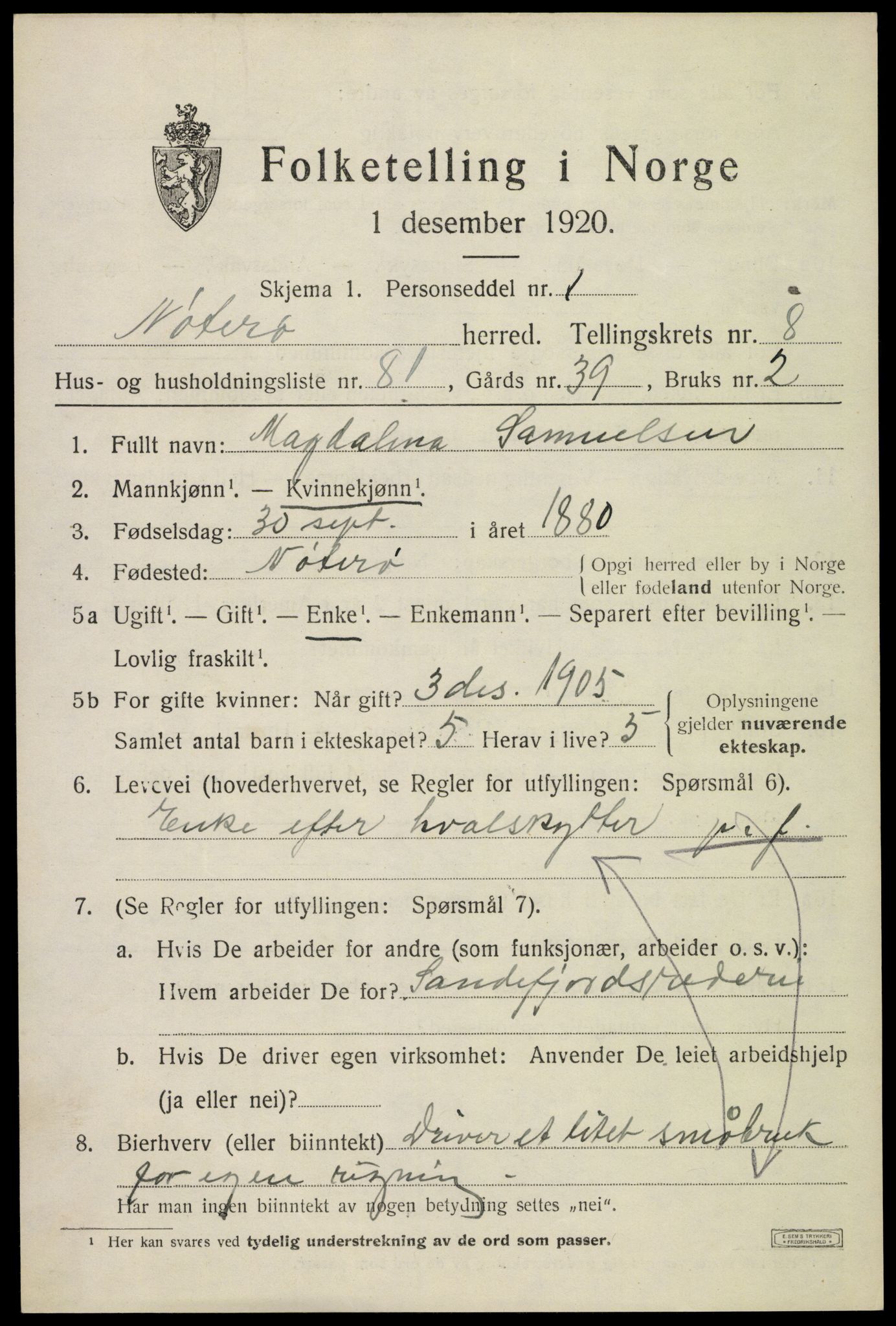 SAKO, Folketelling 1920 for 0722 Nøtterøy herred, 1920, s. 11127