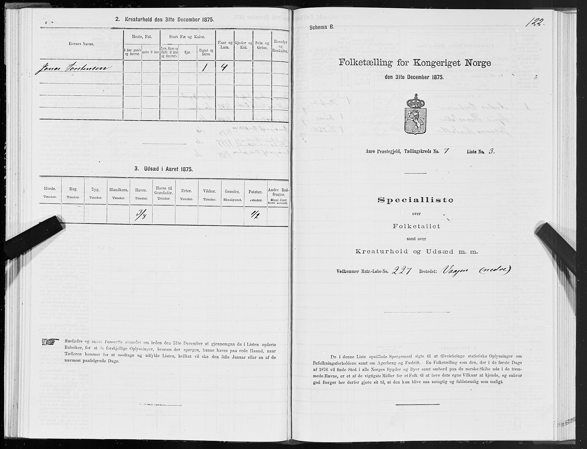 SAT, Folketelling 1875 for 1569P Aure prestegjeld, 1875, s. 5122