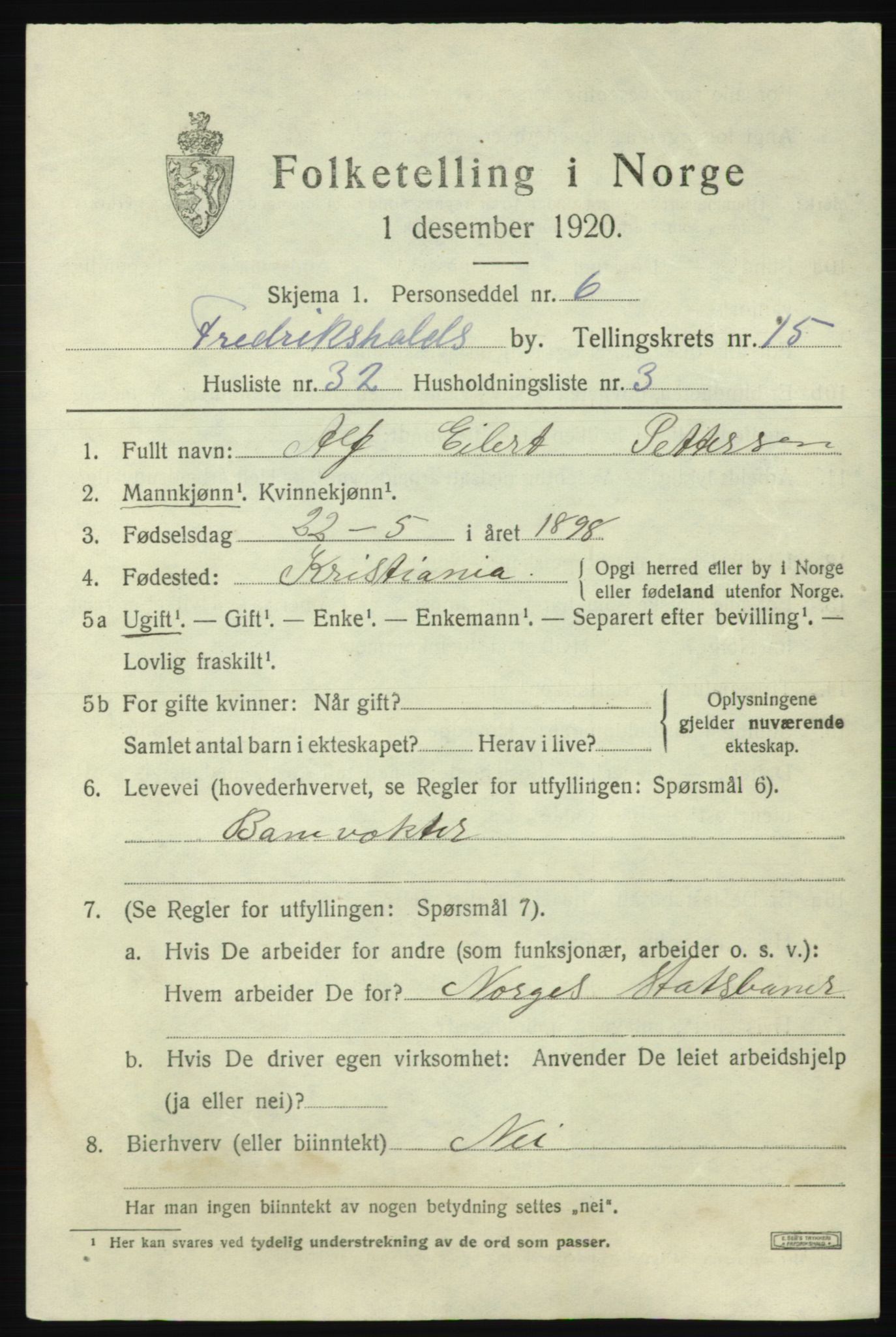 SAO, Folketelling 1920 for 0101 Fredrikshald kjøpstad, 1920, s. 23968