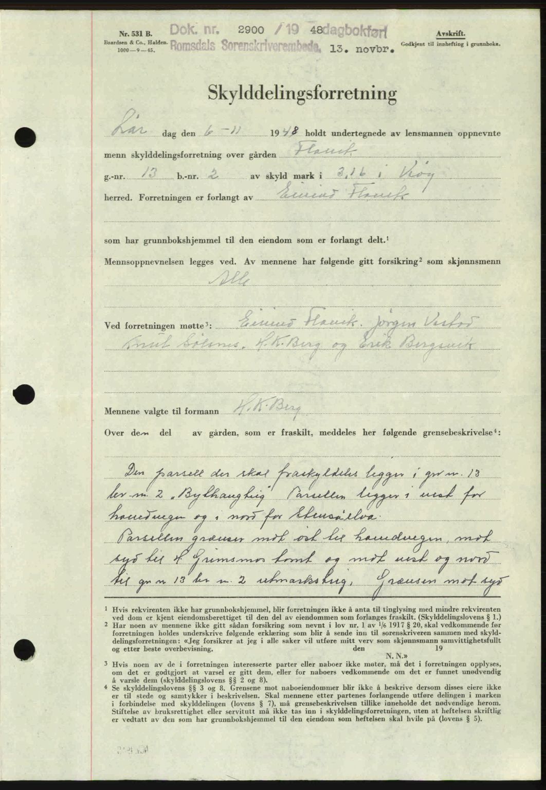 Romsdal sorenskriveri, SAT/A-4149/1/2/2C: Pantebok nr. A27, 1948-1948, Dagboknr: 2900/1948