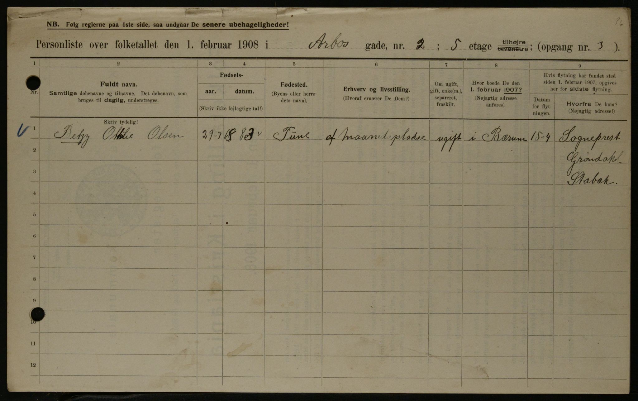 OBA, Kommunal folketelling 1.2.1908 for Kristiania kjøpstad, 1908, s. 2010