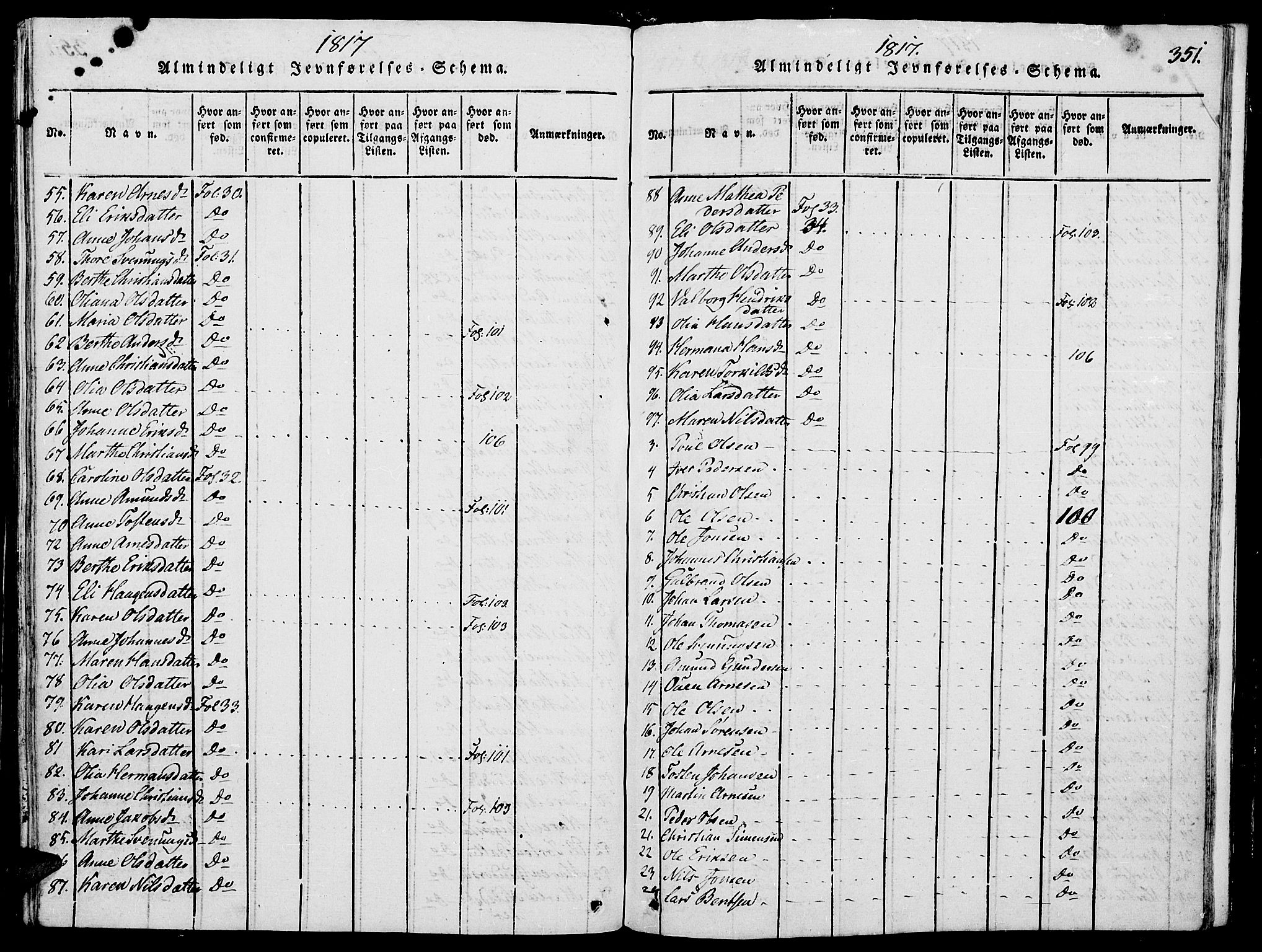 Grue prestekontor, AV/SAH-PREST-036/H/Ha/Haa/L0006: Ministerialbok nr. 6, 1814-1830, s. 351