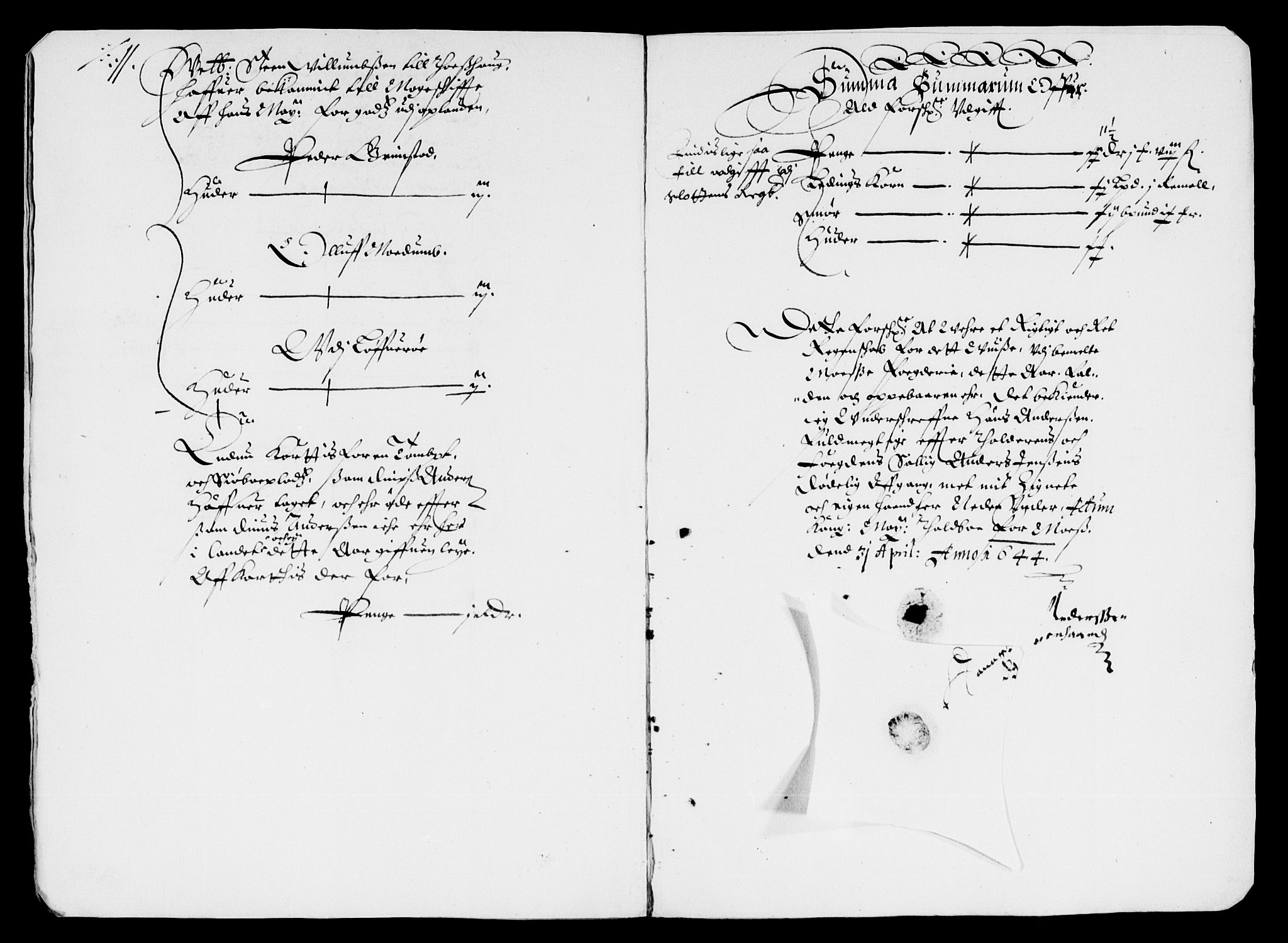 Rentekammeret inntil 1814, Reviderte regnskaper, Lensregnskaper, AV/RA-EA-5023/R/Rb/Rba/L0171: Akershus len, 1643-1644