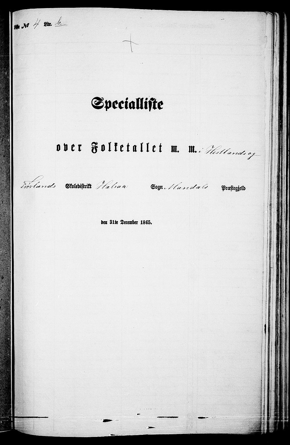 RA, Folketelling 1865 for 1019L Mandal prestegjeld, Halse sokn og Harkmark sokn, 1865, s. 75