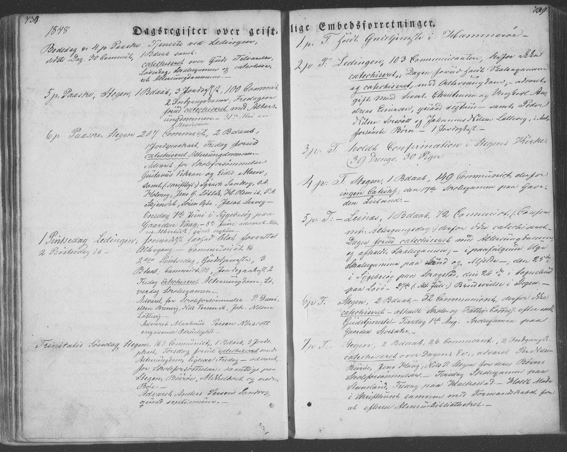 Ministerialprotokoller, klokkerbøker og fødselsregistre - Nordland, AV/SAT-A-1459/855/L0799: Ministerialbok nr. 855A07, 1834-1852, s. 738-739