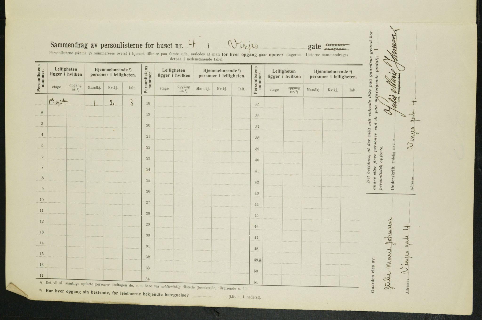 OBA, Kommunal folketelling 1.2.1914 for Kristiania, 1914, s. 124755