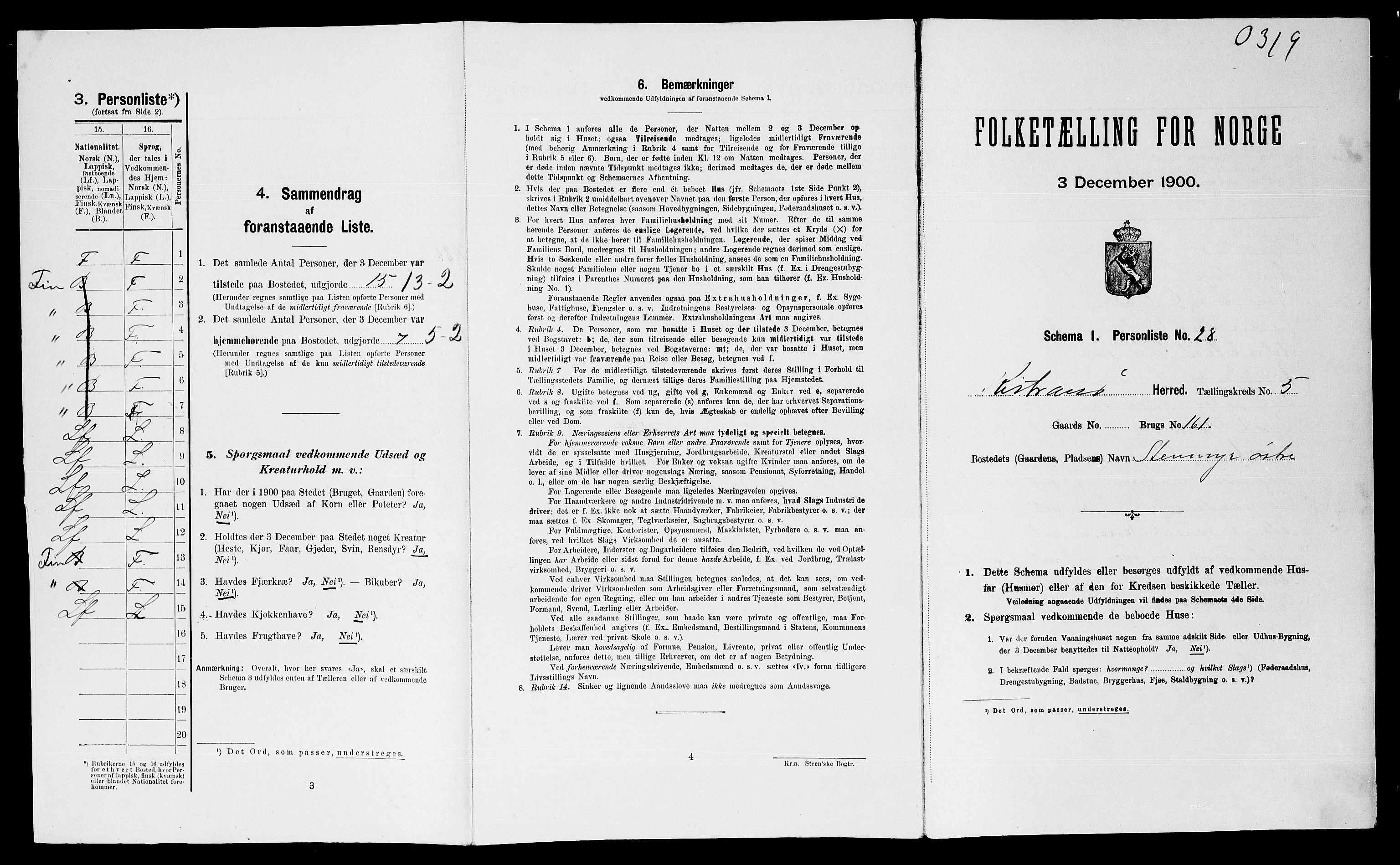 SATØ, Folketelling 1900 for 2020 Kistrand herred, 1900, s. 428