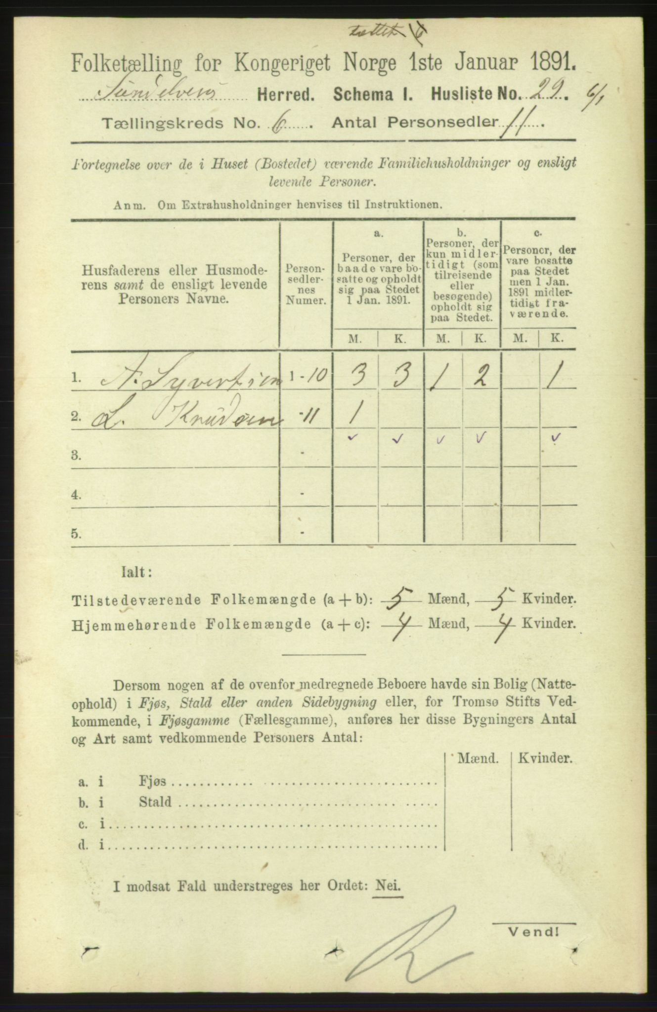 RA, Folketelling 1891 for 1523 Sunnylven herred, 1891, s. 1489