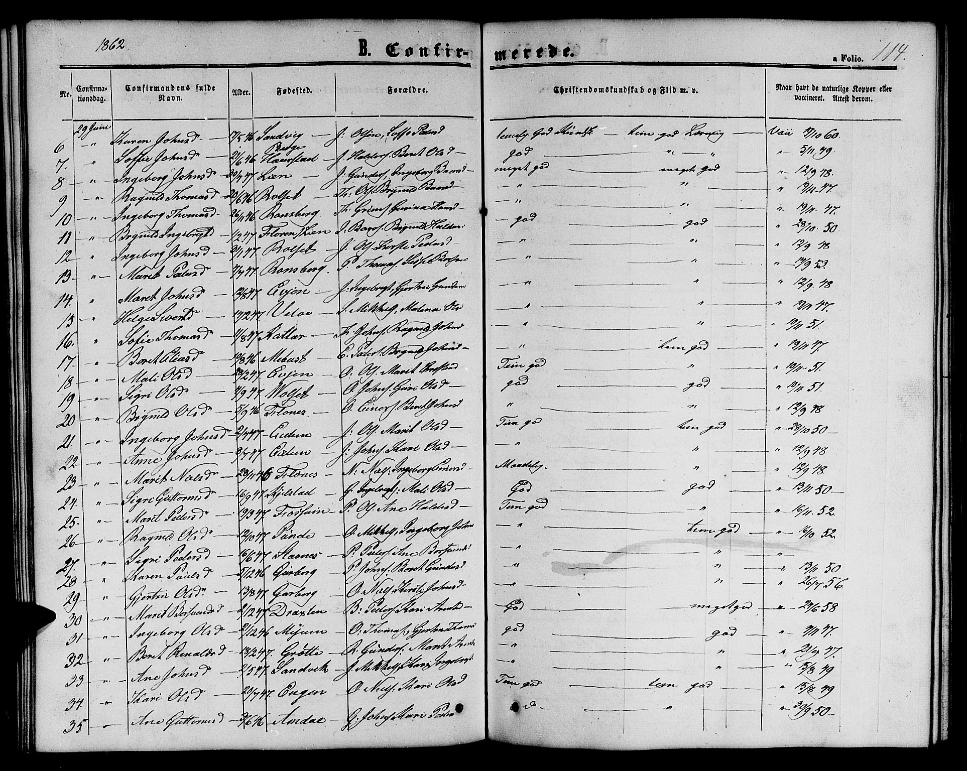 Ministerialprotokoller, klokkerbøker og fødselsregistre - Sør-Trøndelag, SAT/A-1456/695/L1155: Klokkerbok nr. 695C06, 1859-1868, s. 114