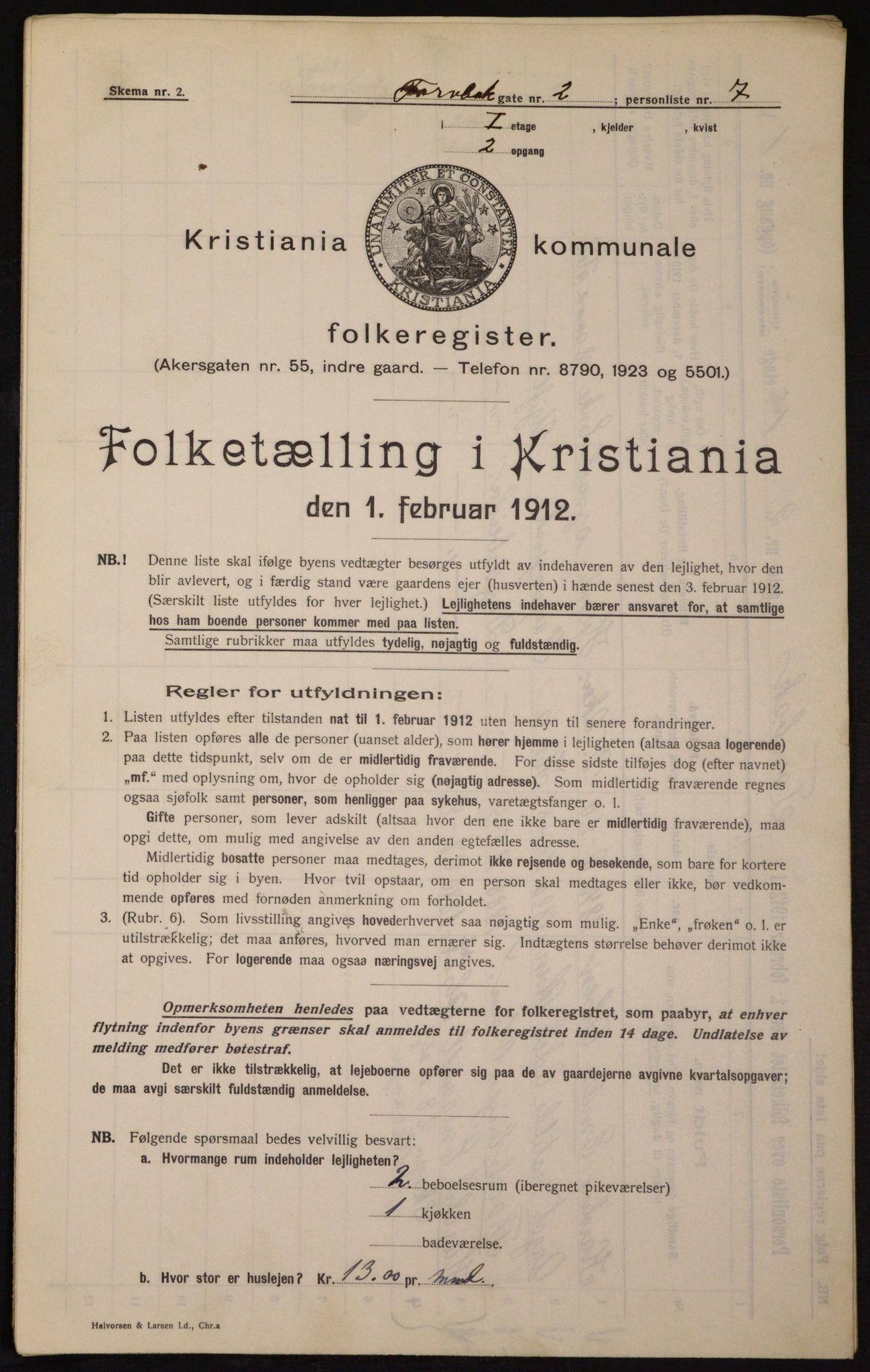 OBA, Kommunal folketelling 1.2.1912 for Kristiania, 1912, s. 114991