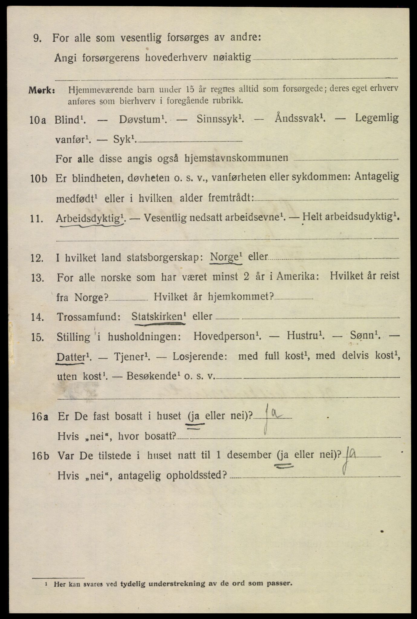 SAK, Folketelling 1920 for 1002 Mandal ladested, 1920, s. 5846