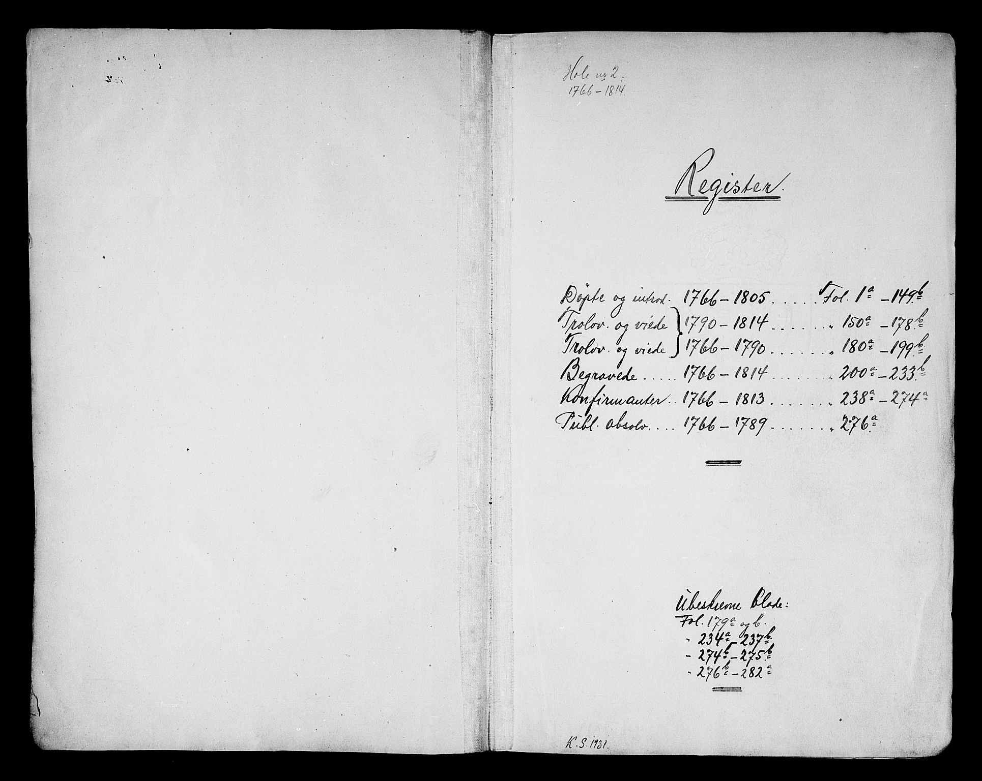 Hole kirkebøker, SAKO/A-228/F/Fa/L0002: Ministerialbok nr. I 2, 1766-1814
