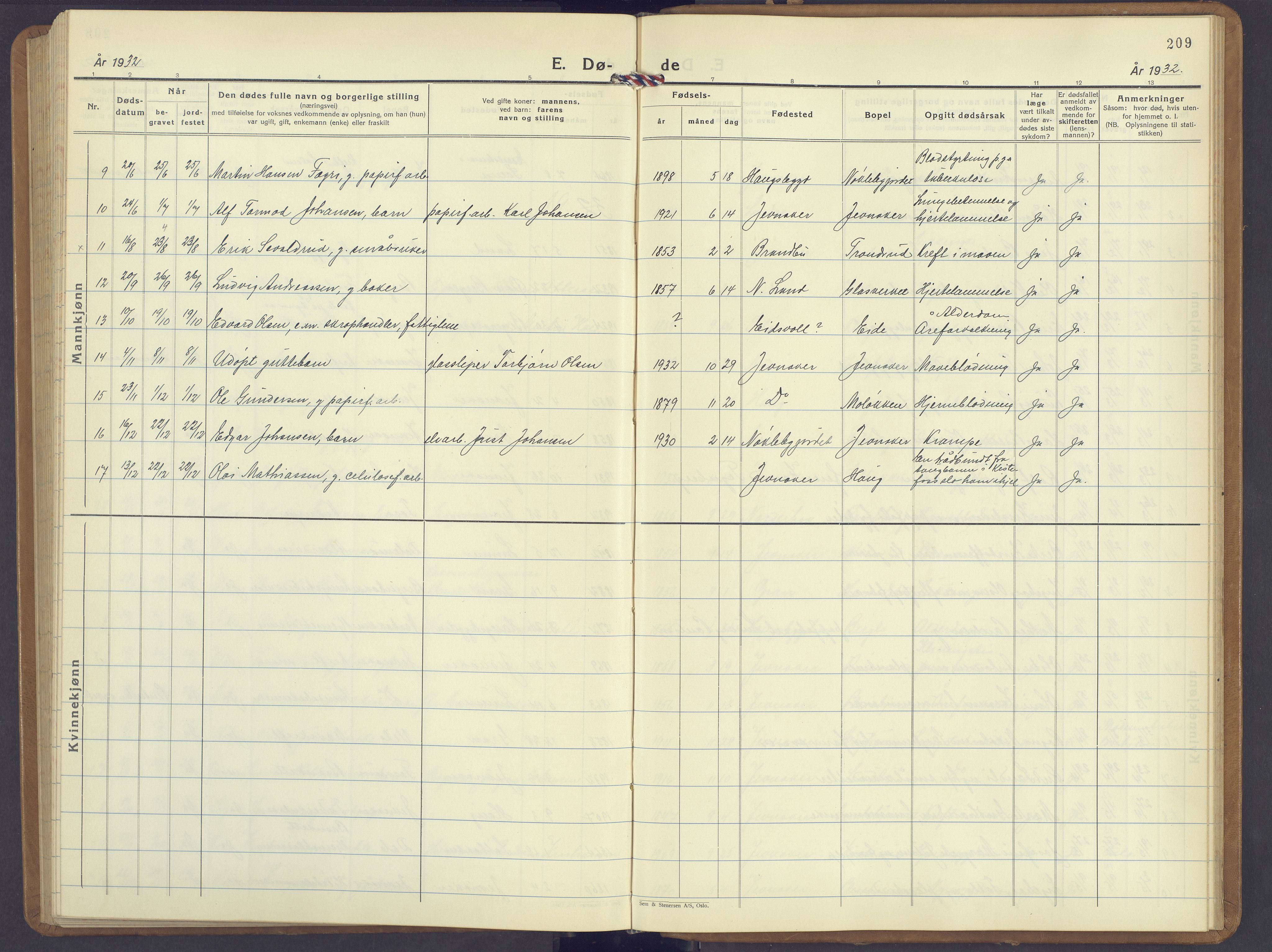 Jevnaker prestekontor, SAH/PREST-116/H/Ha/Hab/L0006: Klokkerbok nr. 6, 1930-1945, s. 209