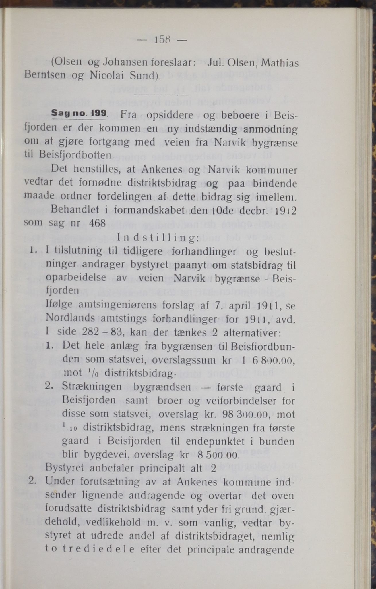 Narvik kommune. Formannskap , AIN/K-18050.150/A/Ab/L0002: Møtebok, 1912