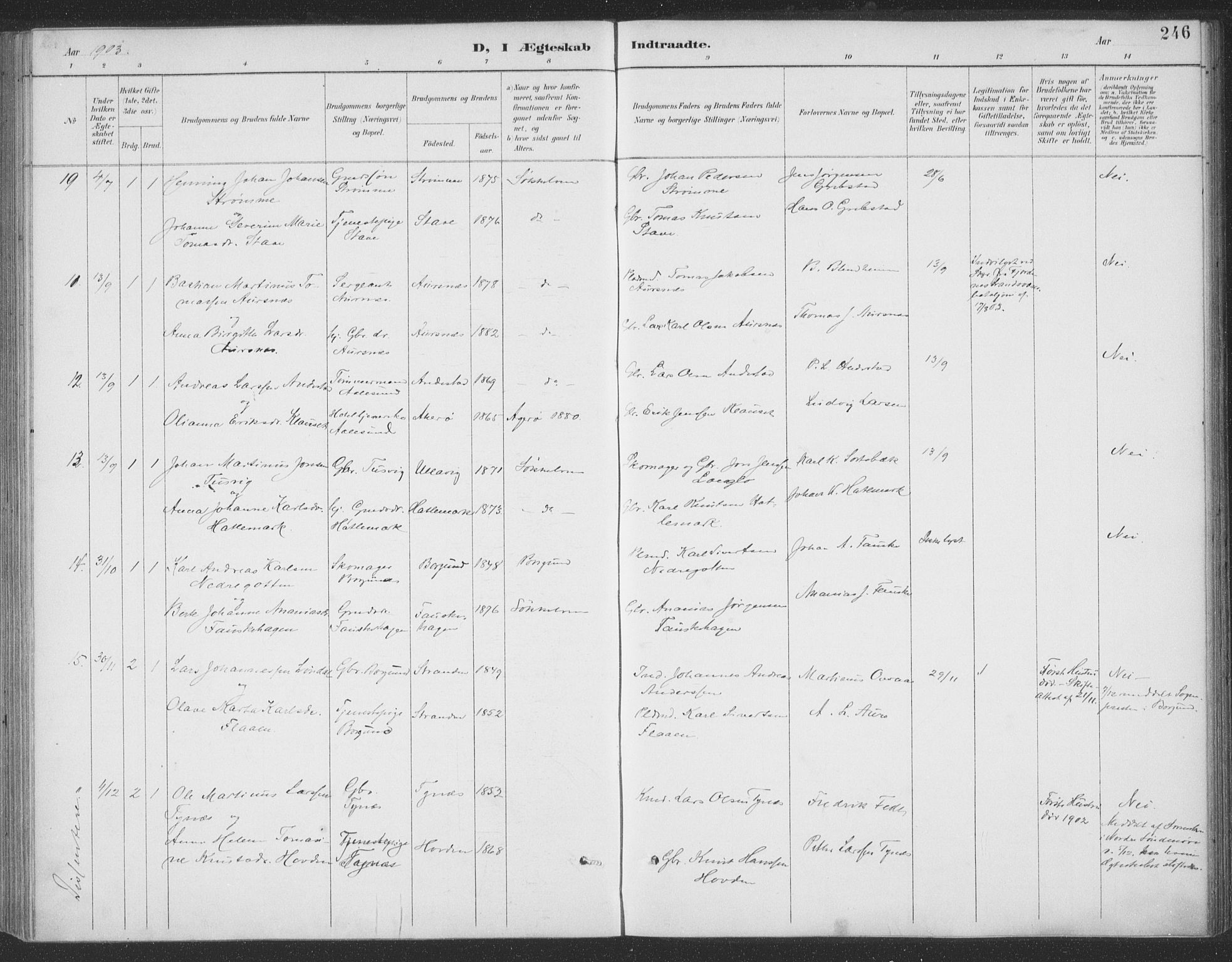 Ministerialprotokoller, klokkerbøker og fødselsregistre - Møre og Romsdal, SAT/A-1454/523/L0335: Ministerialbok nr. 523A02, 1891-1911, s. 246