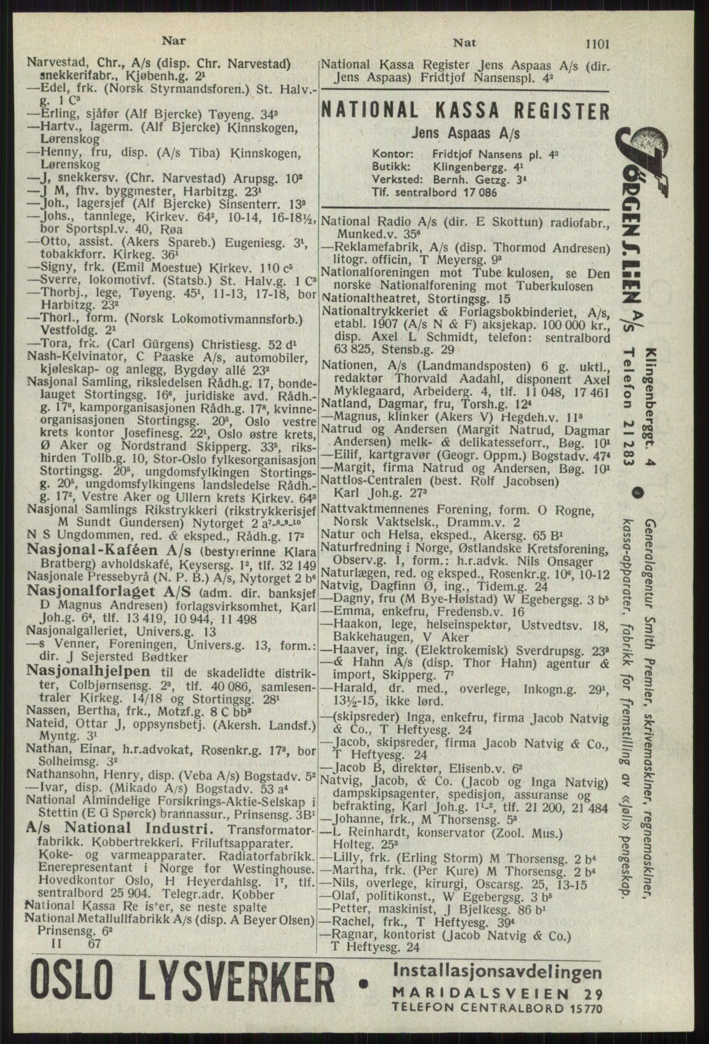 Kristiania/Oslo adressebok, PUBL/-, 1941, s. 1101