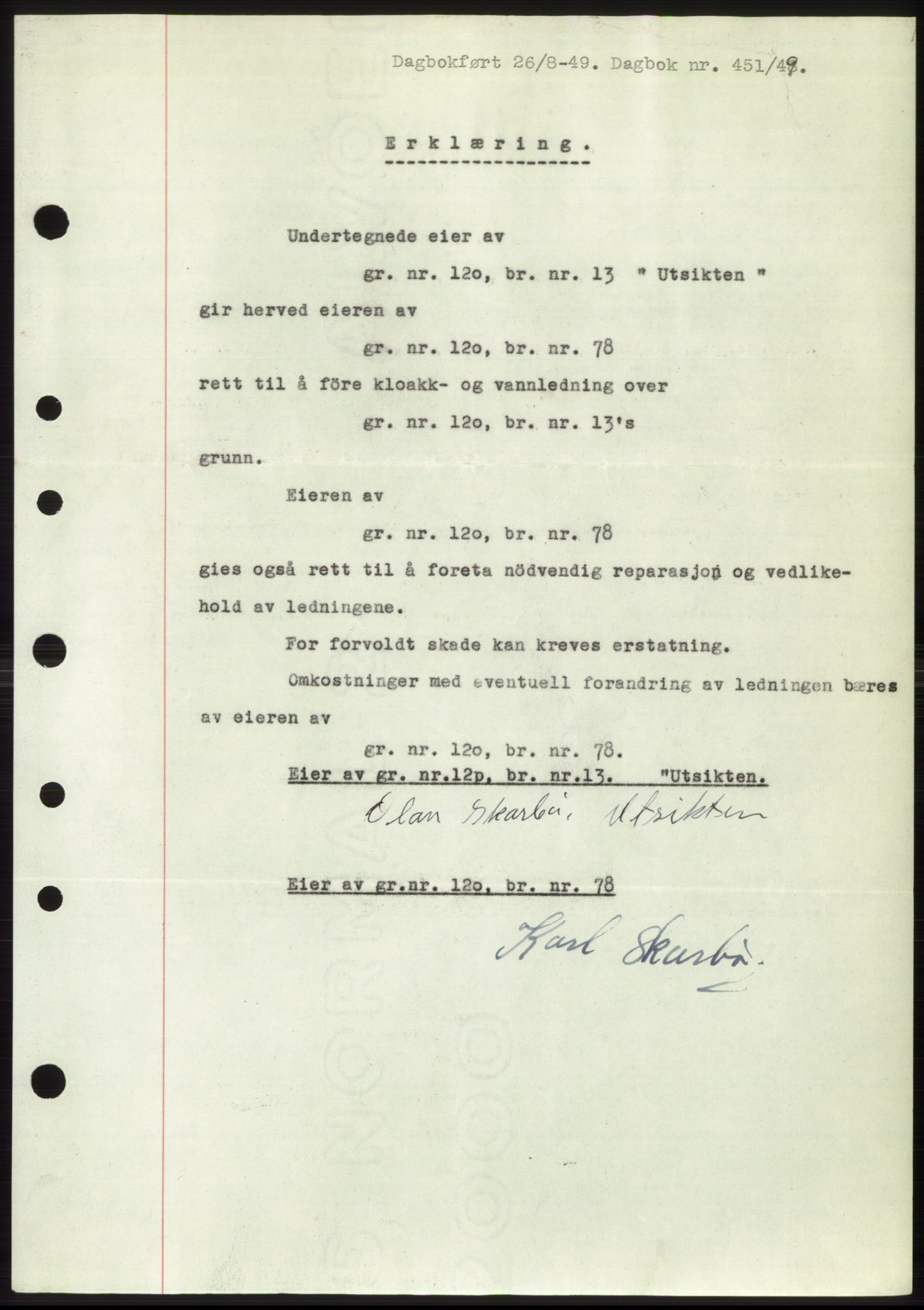 Ålesund byfogd, AV/SAT-A-4384: Pantebok nr. B36-38, 1948-1950, Dagboknr: 451/1949