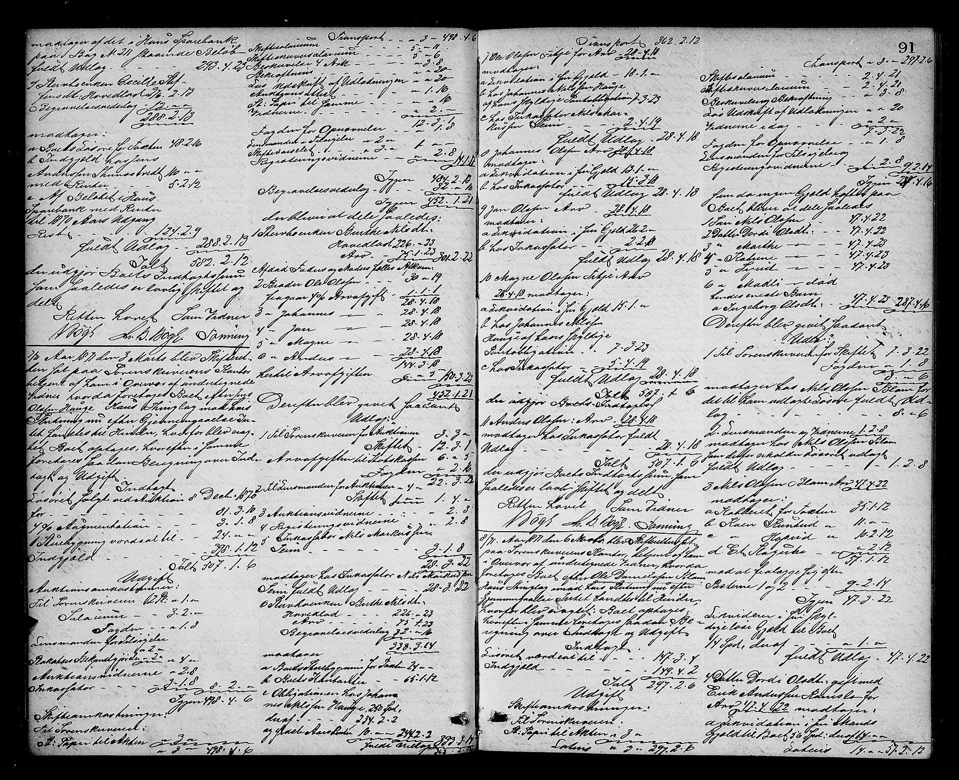 Nordhordland sorenskrivar, AV/SAB-A-2901/1/H/Hd/Hda/L0007: Skifteutlodningsprotokollar, 1869-1874, s. 90b-91a