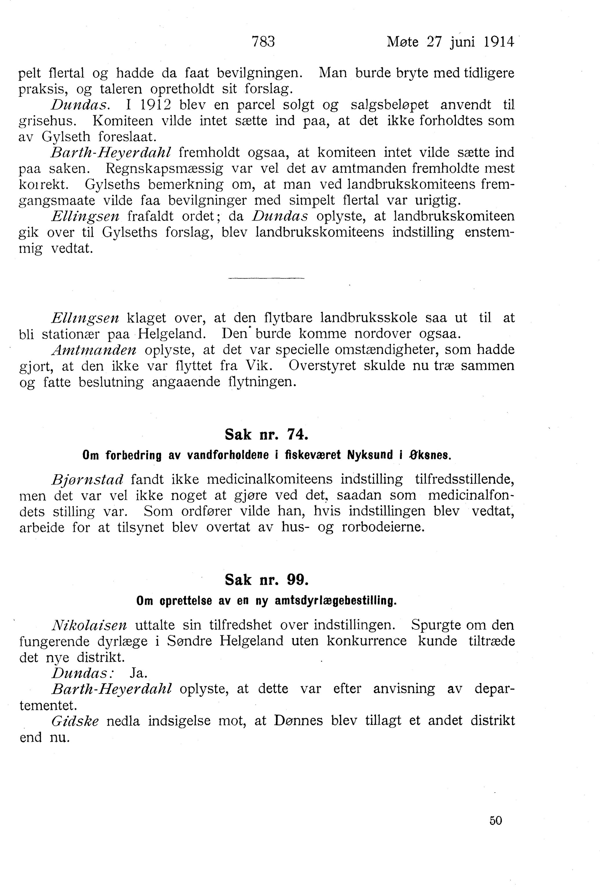 Nordland Fylkeskommune. Fylkestinget, AIN/NFK-17/176/A/Ac/L0037: Fylkestingsforhandlinger 1914, 1914
