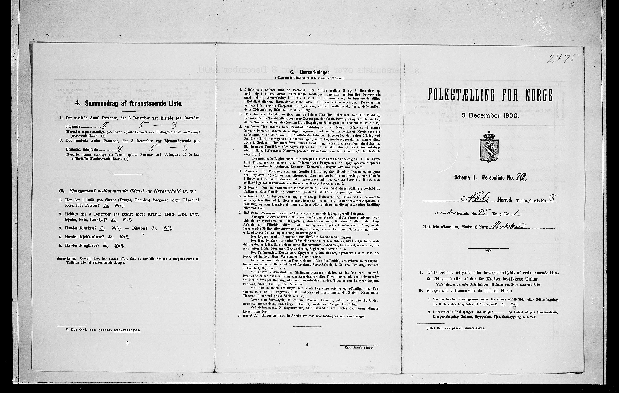 RA, Folketelling 1900 for 0612 Hole herred, 1900, s. 1221