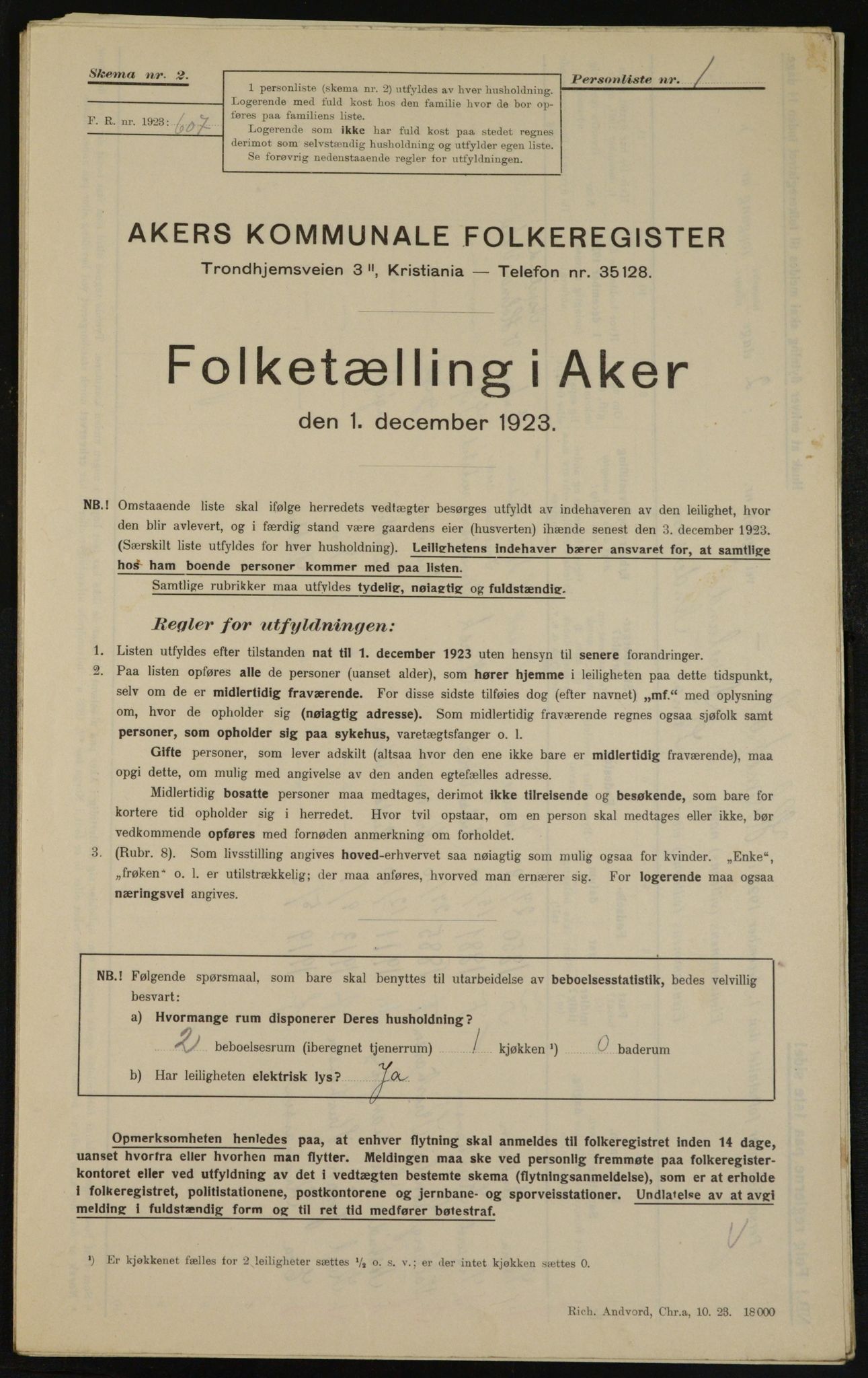 , Kommunal folketelling 1.12.1923 for Aker, 1923, s. 11223