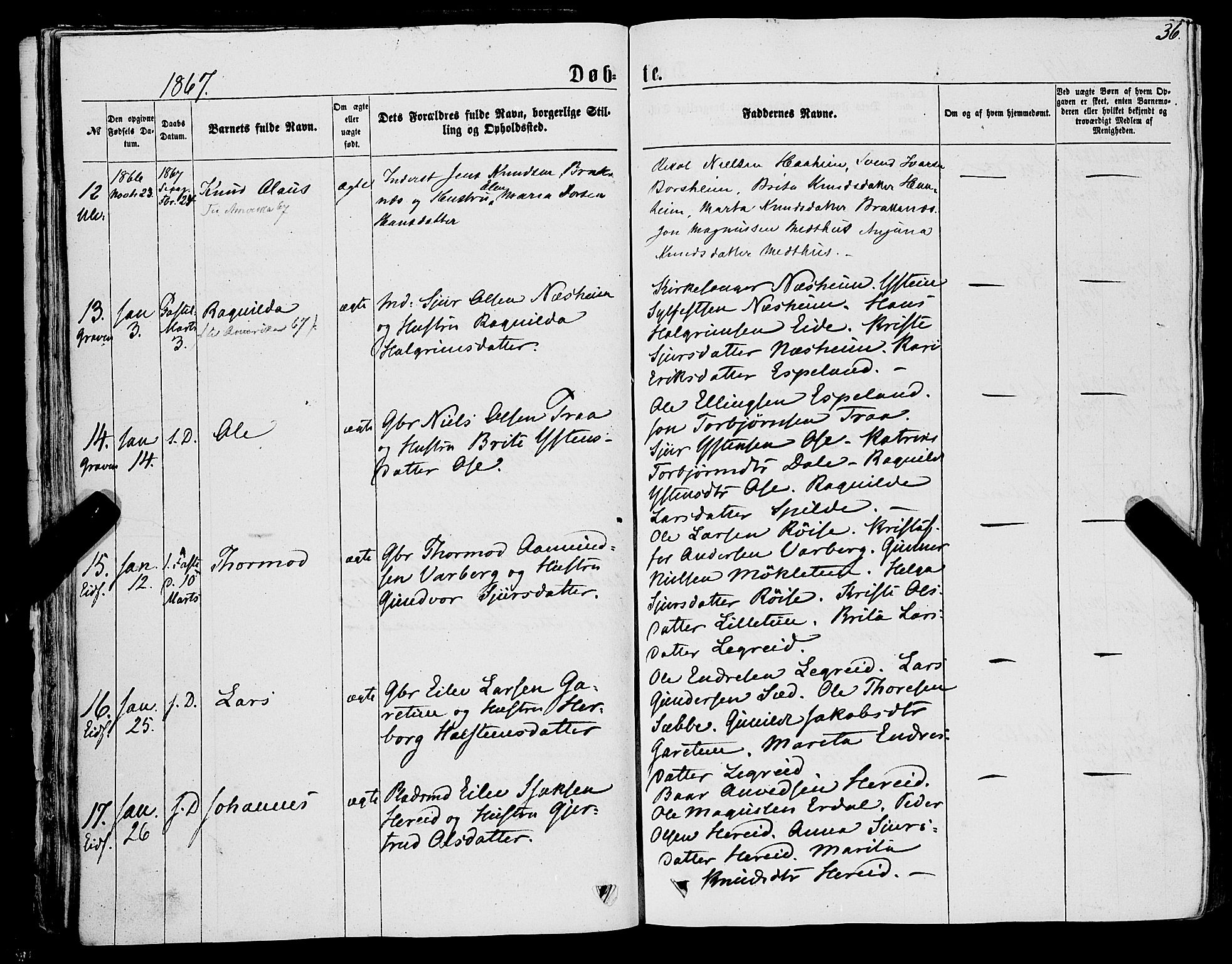 Ulvik sokneprestembete, AV/SAB-A-78801/H/Haa: Ministerialbok nr. A 15, 1864-1878, s. 36