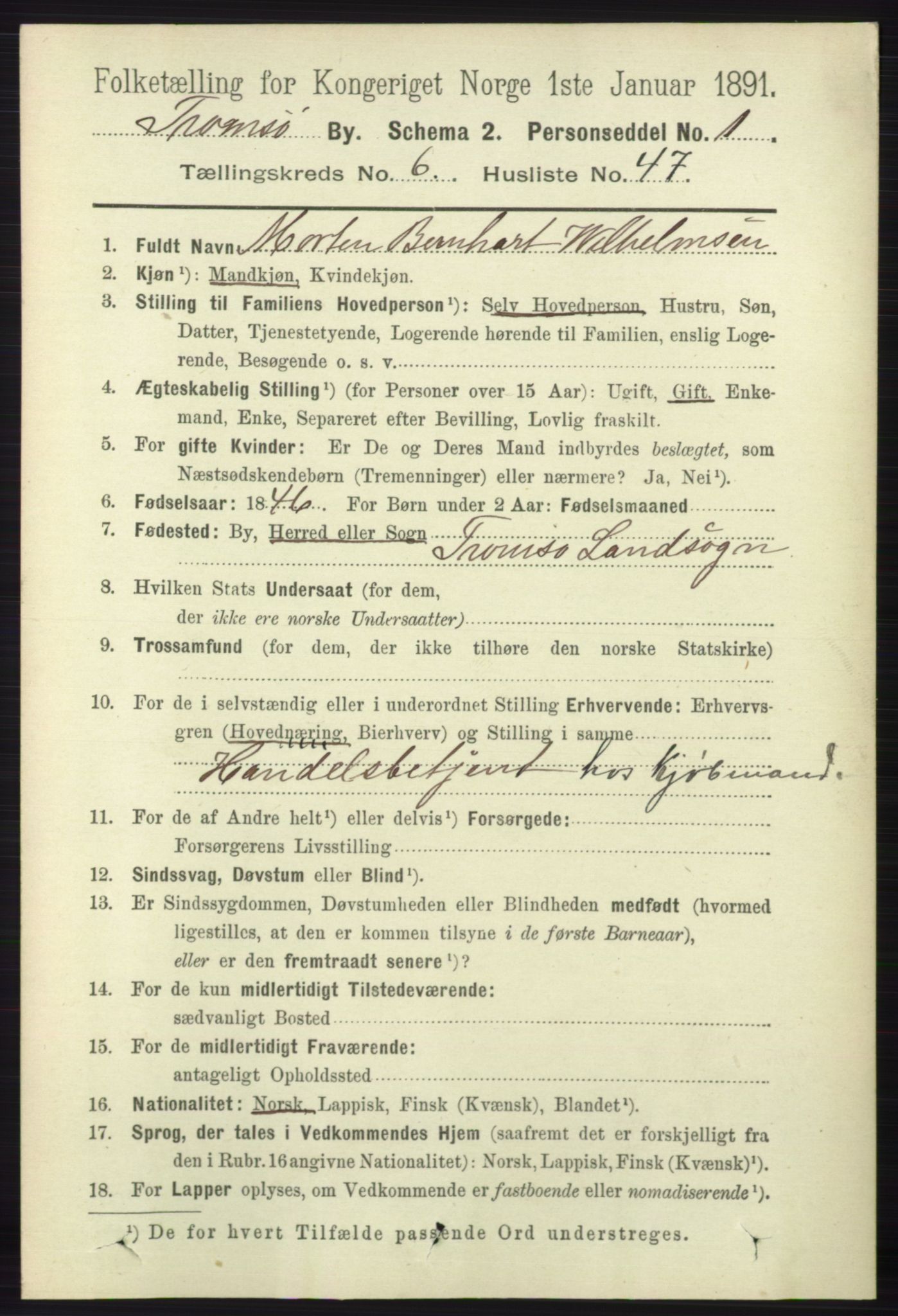 RA, Folketelling 1891 for 1902 Tromsø kjøpstad, 1891, s. 6159