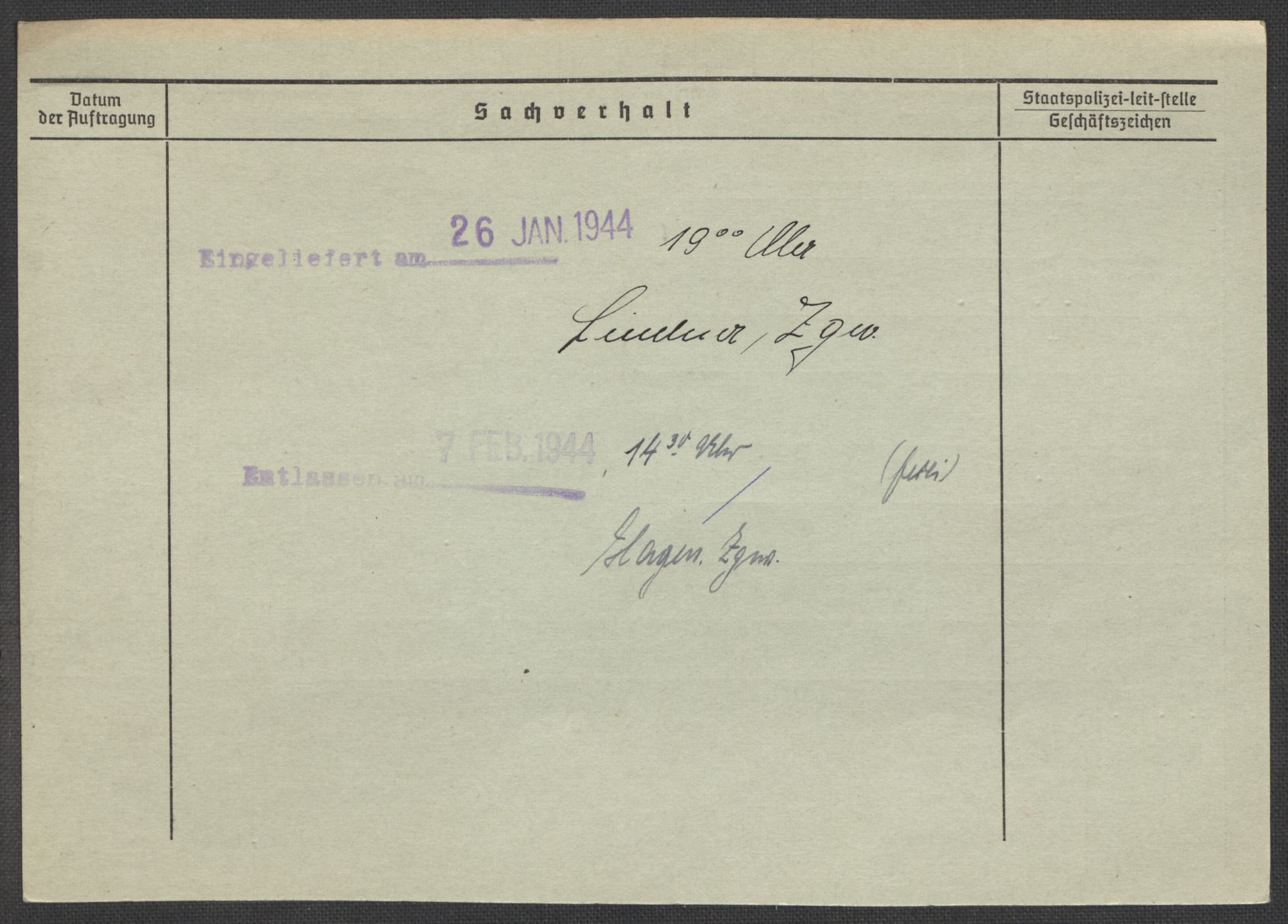 Befehlshaber der Sicherheitspolizei und des SD, AV/RA-RAFA-5969/E/Ea/Eaa/L0002: Register over norske fanger i Møllergata 19: Bj-Eng, 1940-1945, s. 3
