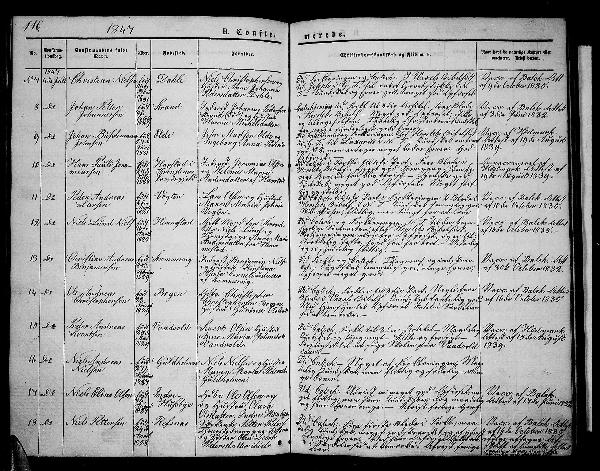 Kvæfjord sokneprestkontor, AV/SATØ-S-1323/G/Ga/Gab/L0002klokker: Klokkerbok nr. 2, 1841-1855, s. 116